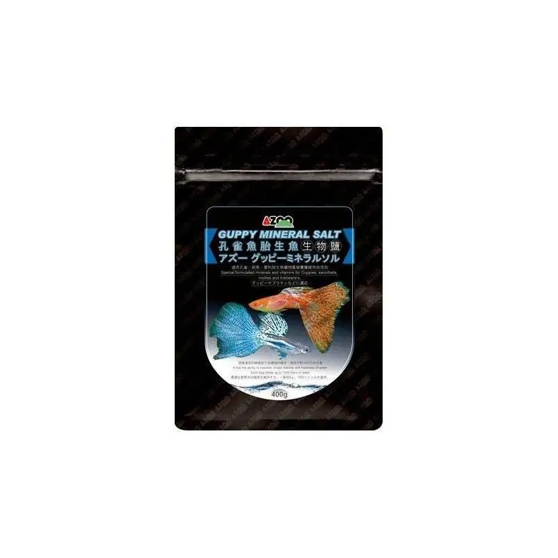 Sales para Guppys selectos. GUPPY MINERAL SALT 400G Azoo. Sales para mantener bien a tus guppys.