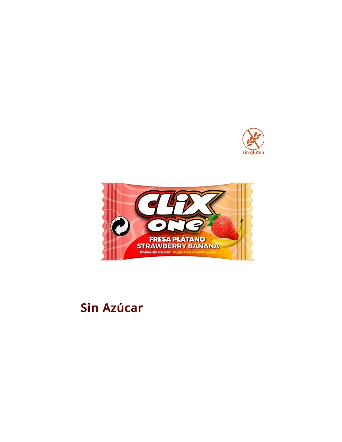 Sugar-free chicle - clix strawberry flavor - box of 200 units - without gluten