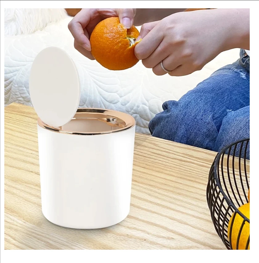 Tabletop Trash Can with Lid, 2.6L Mini Trash Can, Small Trash Can for Desk, Bathroom, Changing Table, Kitchen