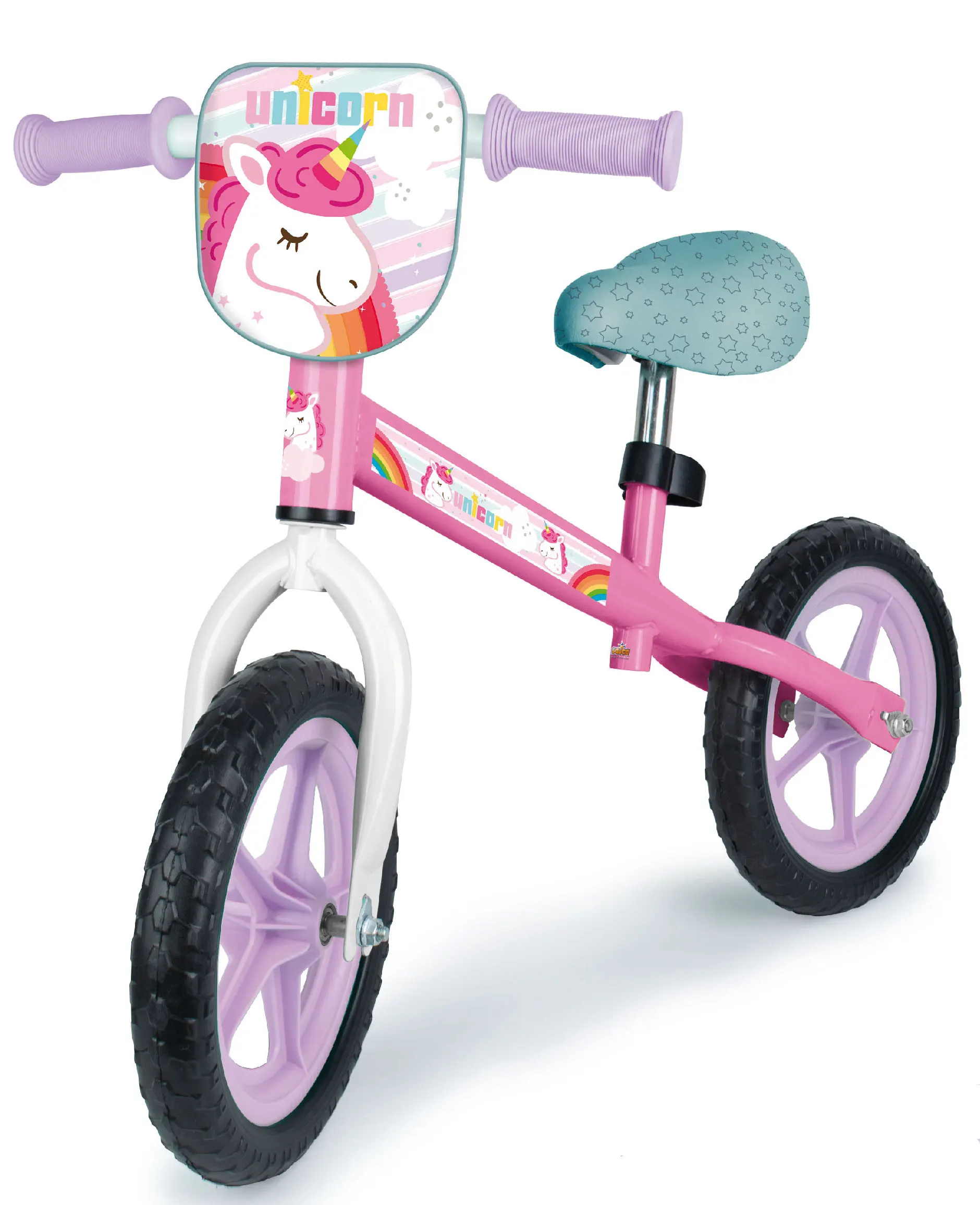 Pedalless, 2-wheeled, shimmer, unicorn or dino bicycle with or without front panel - light and easy to handle. Adjustable saddle and handlebars. Quality at the best price. In accordance with ce regulations. +3 years