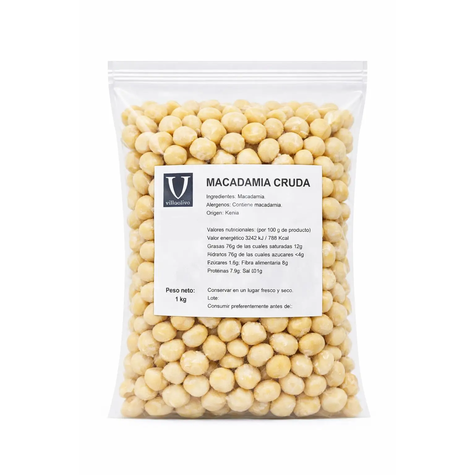 Nuez de Macadamia Villaolivo 1 kg – Gourmet  Crujiente y Suave  Fruto Seco Premium para Recetas y Snacks