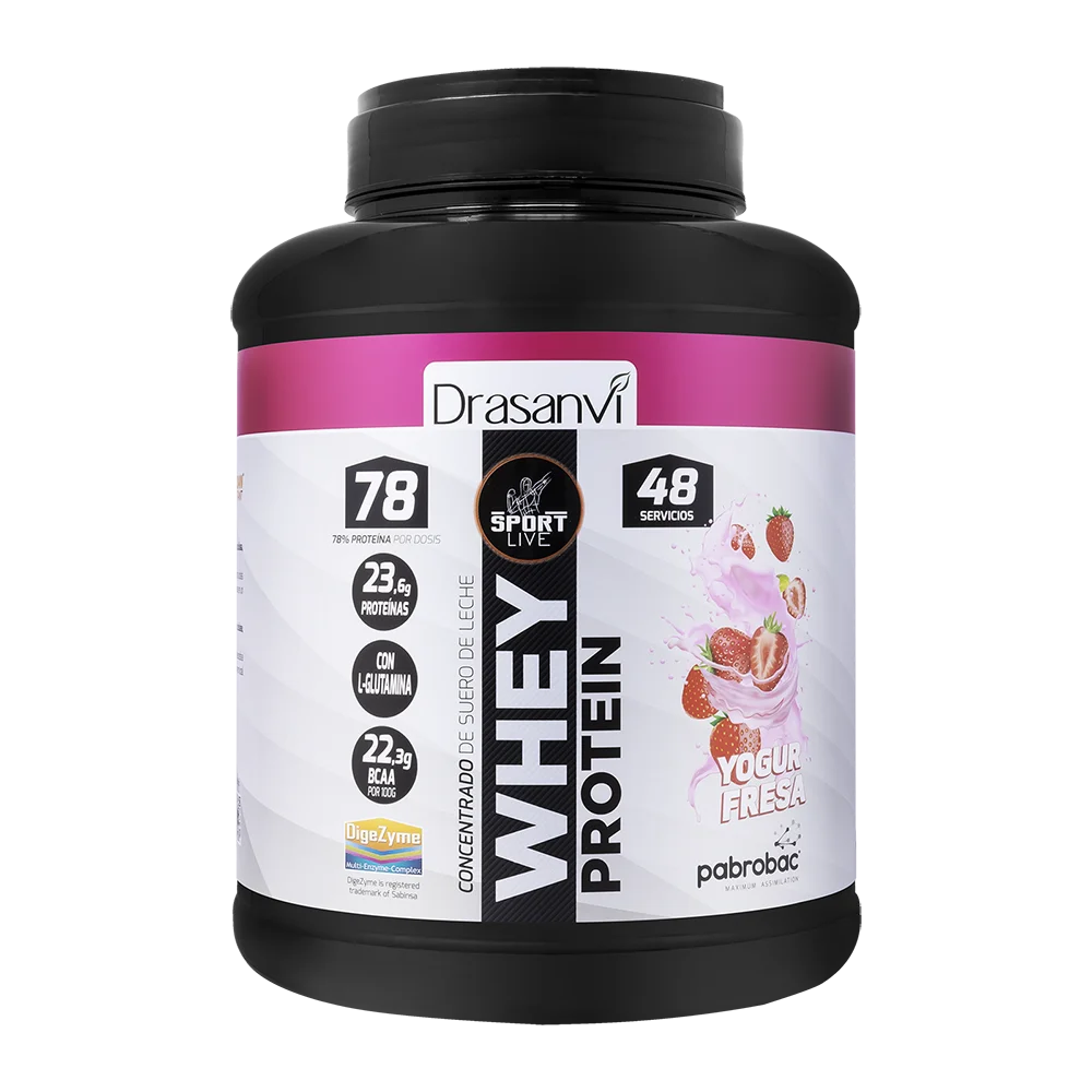 Drasanvi Whey Protein Concentrada Yogur-Fresa de 1,45 kg Sport Live