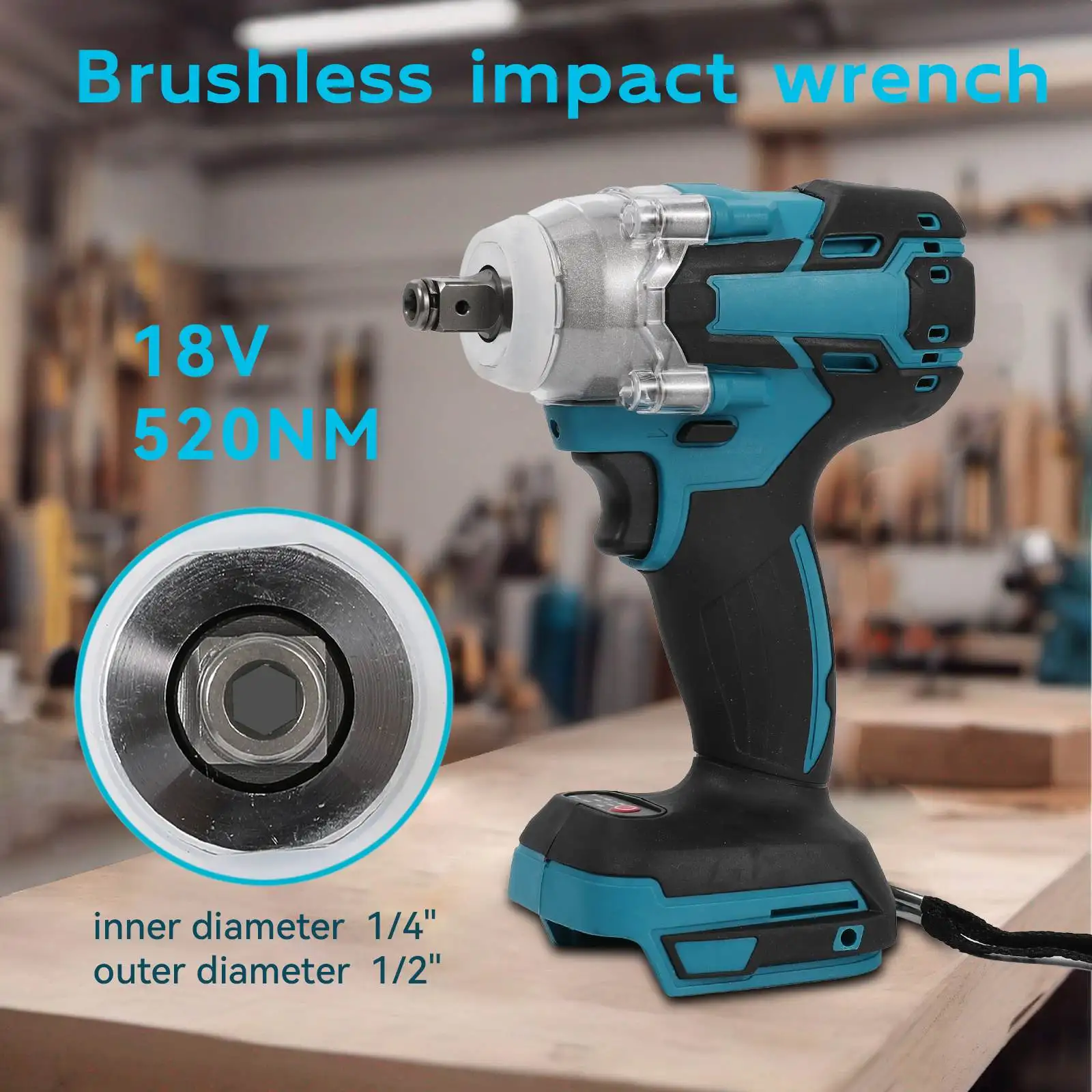 Brushless Wireless Electric Impact Wrench Rechargeable Impact Wrench Continuous Speed Change Switch Adapted for 18V Makita Battery Brushless Commercial Manufacture 4000 rpm