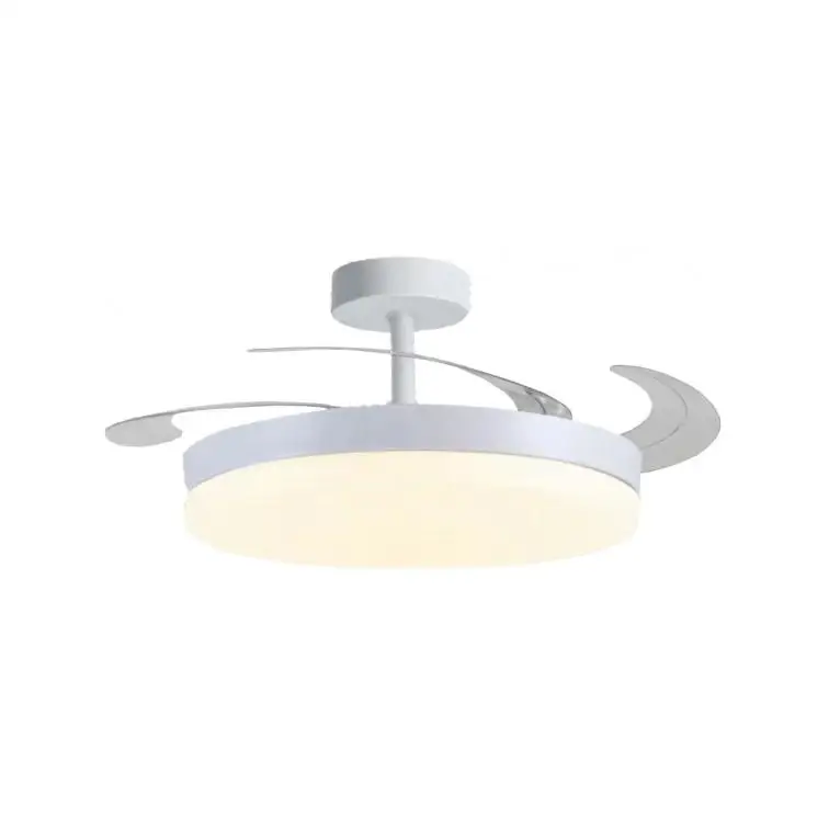 NARVI Ventilador de techo Blanco, Palas retráctiles,Motor DC, Luz LED Regulable y Memoria. Mando a distancia. REF RONDA 1661 WH