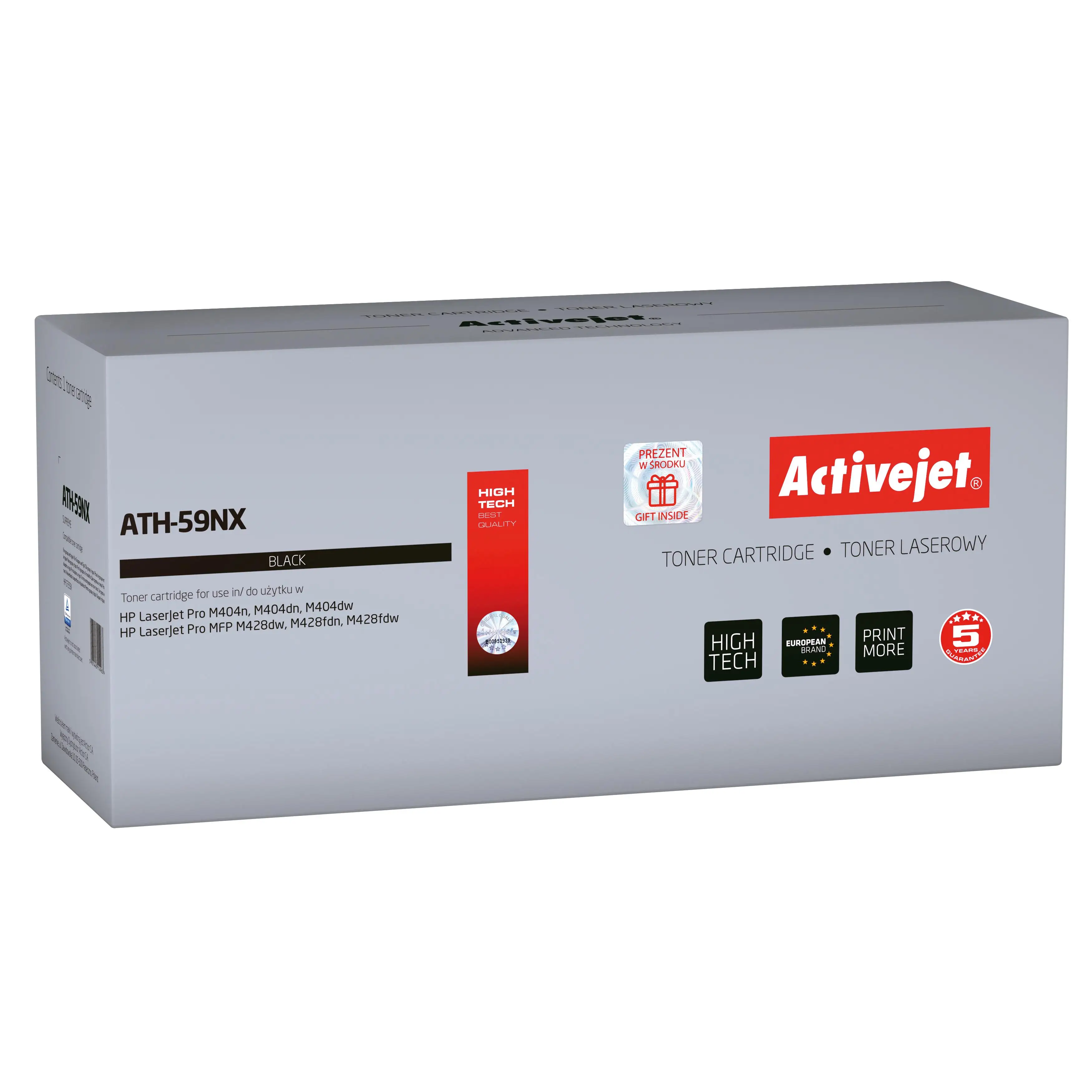 Activejet HP 59X CF259X Toner Cartridge, compatible with HP LaserJet Pro M304a/M404/M406, high yield black toner (10,000 pages), includes chip and drum unit for reliable printing.