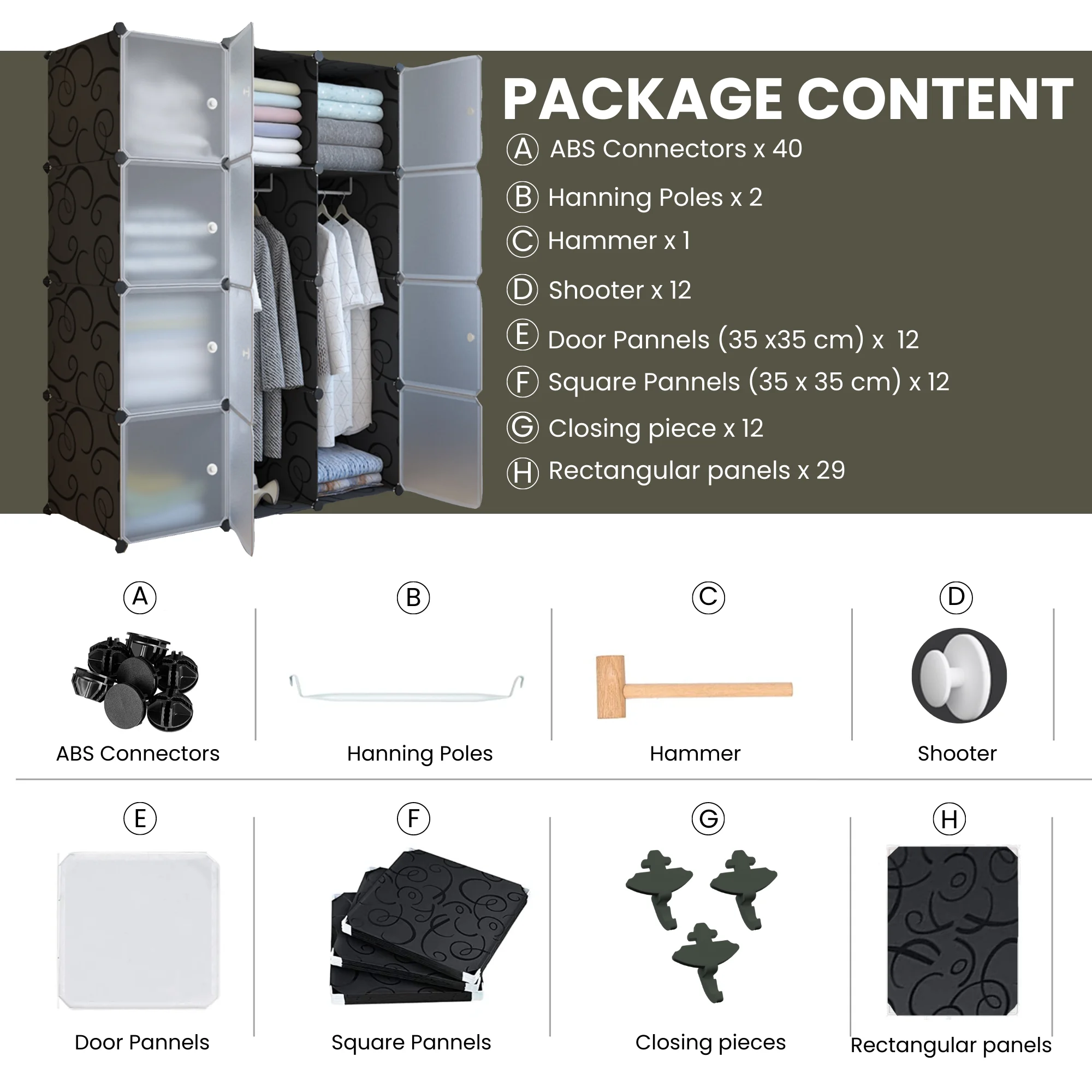 Vicyol S & D Modular Cabinet, Modular Rack, Household Wardrobe Organizer, Bedroom Storage Rack