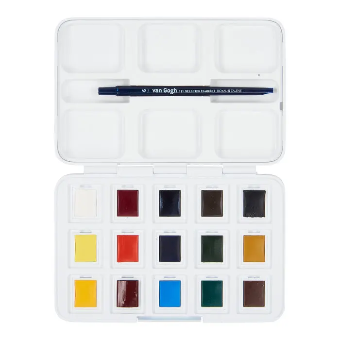 TALENS SET pocket watercolor 15 colors and brush N ° 6 VAN GOGH