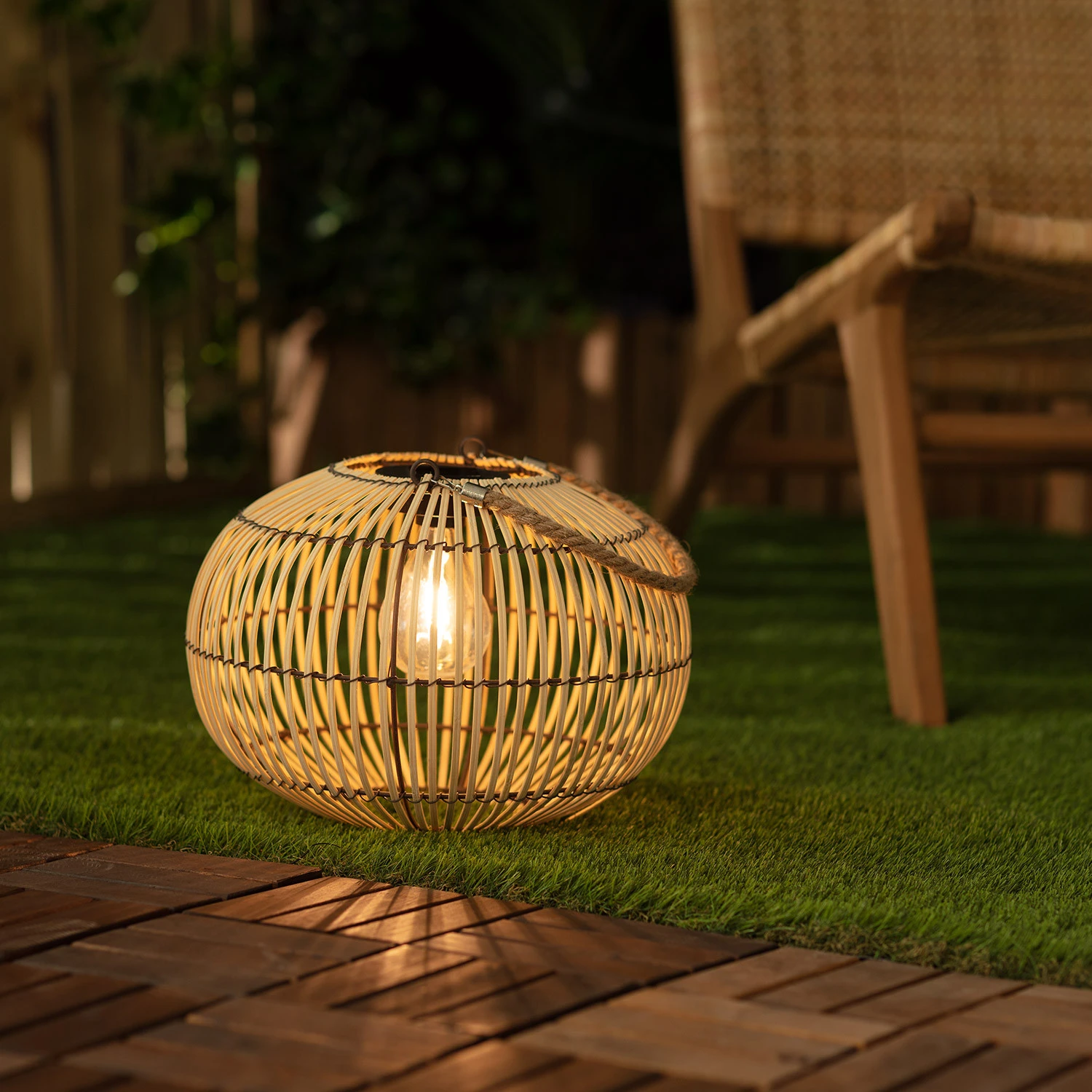 Ledkia Lámpara de Mesa Solar LED Ratán Sipur Exterior