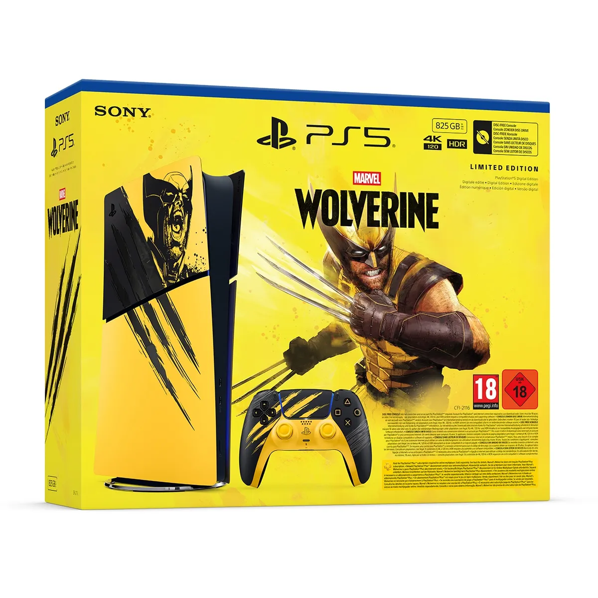 Sony Amarillo Consola Ps5 Slim Digital Marvel: Lobezno De Combate Ed. Limitada + Lobezno - Imagen 9