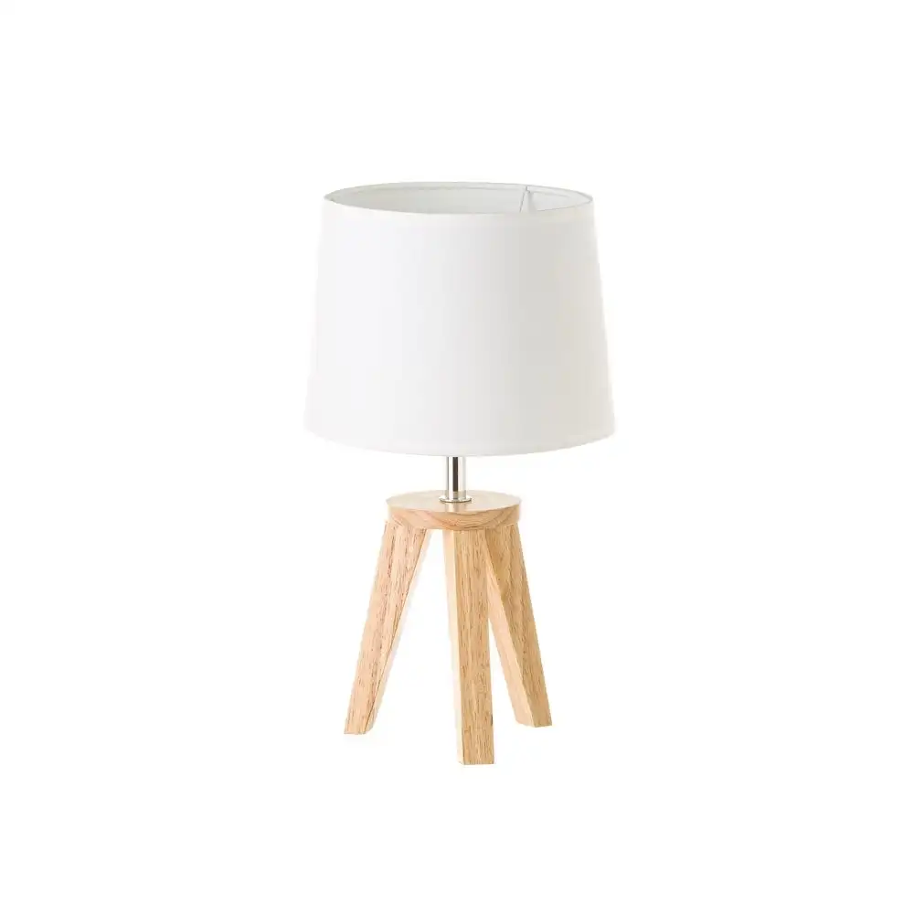 Lola Home Lámpara de mesita de noche de madera de roble beige de 33x19x19 cm