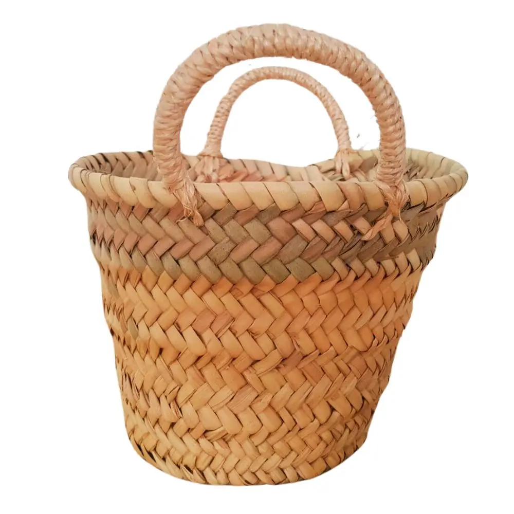 Save Pack 5 baskets Mini baskets for weddings, IDEAL size events measures 23x20x15 cm, party decoration made of Natural palm craft shape