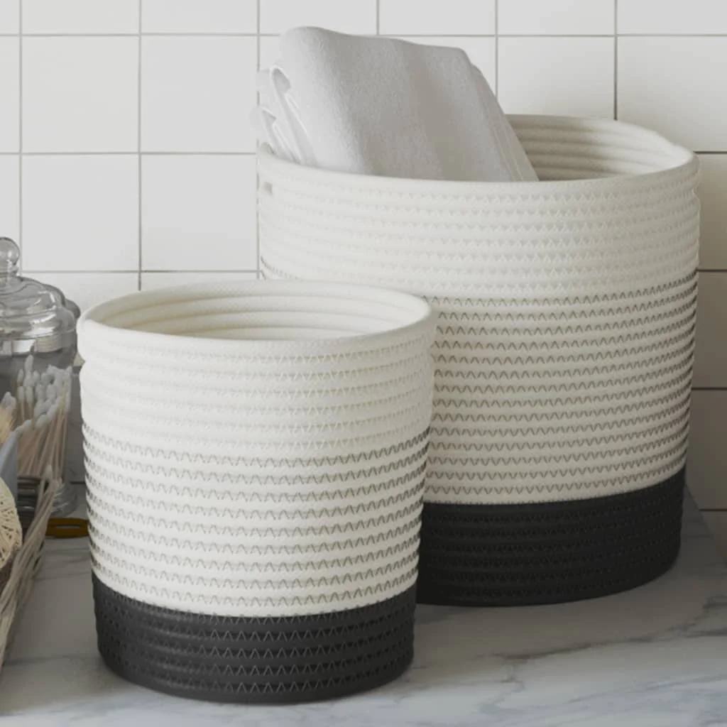 VidaXL storage baskets 2 PCTs cotton black and white