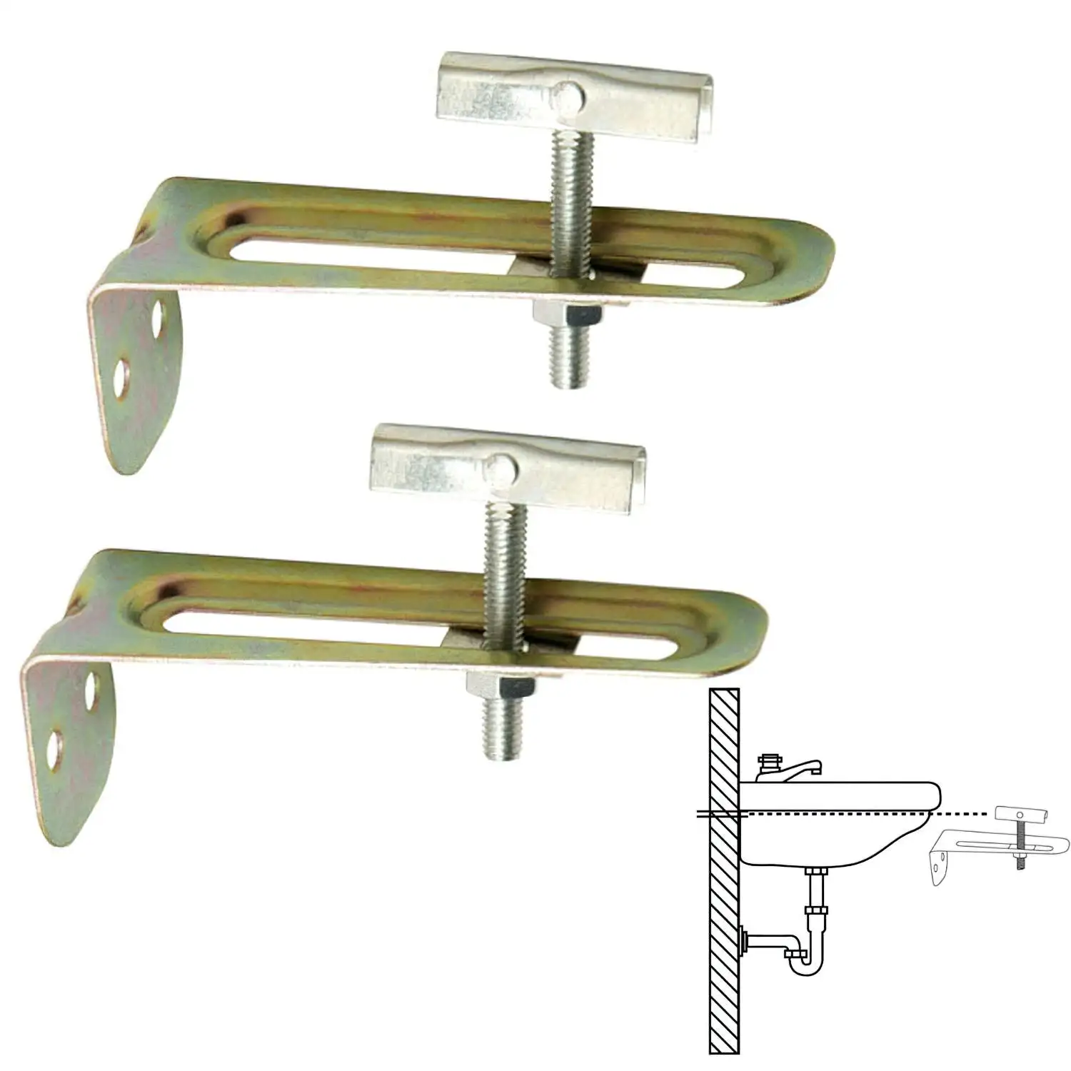 SANCO STORE - WOLFPACK LINEA PROFESIONAL Juego Escuadras Sanitario Soporte Lavabo 10 cm. (2piezas)