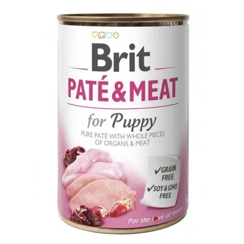 Brit Pate Y Carne Pollo Con Pavo Grain Free Puppy Latas Para Perros 6 X 400 Gr