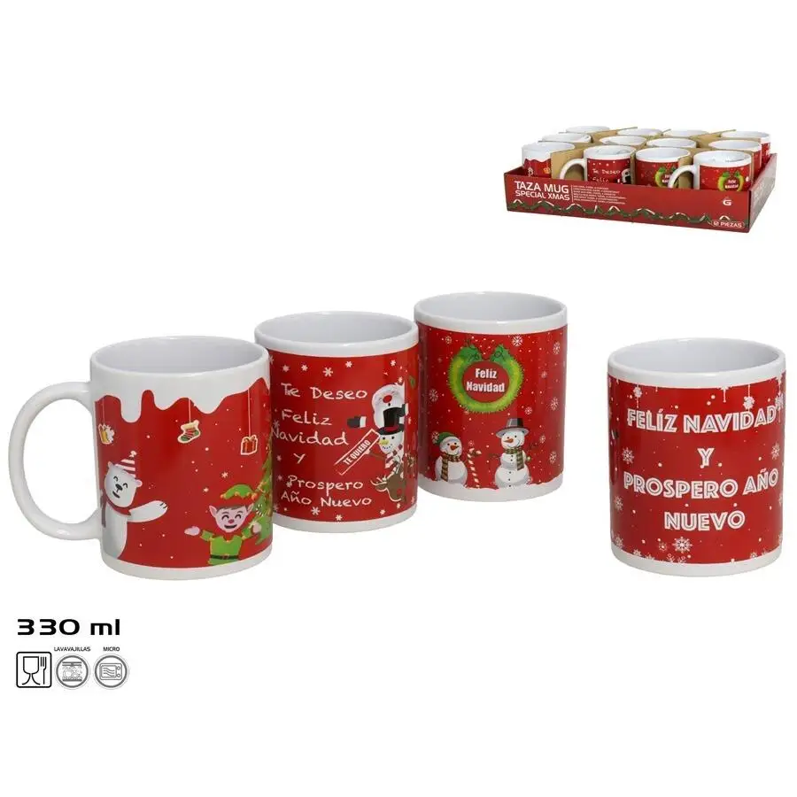 【4 tazas】Tazas de Ceramicas con Decoracion Navidad TAZA MUG SPECIAL XMAS 330ML