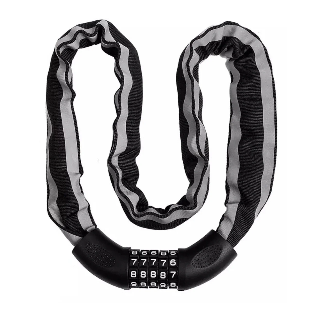 Lucchetto Antifurto per Bicicletta ad Alta Sicurezza, Catena con Combinazione, Dispositivo di Sicurezza con Password a 5 Cifre, Riflettente, 90 cm, per Mountain Bike con Codice a 5 Cifre