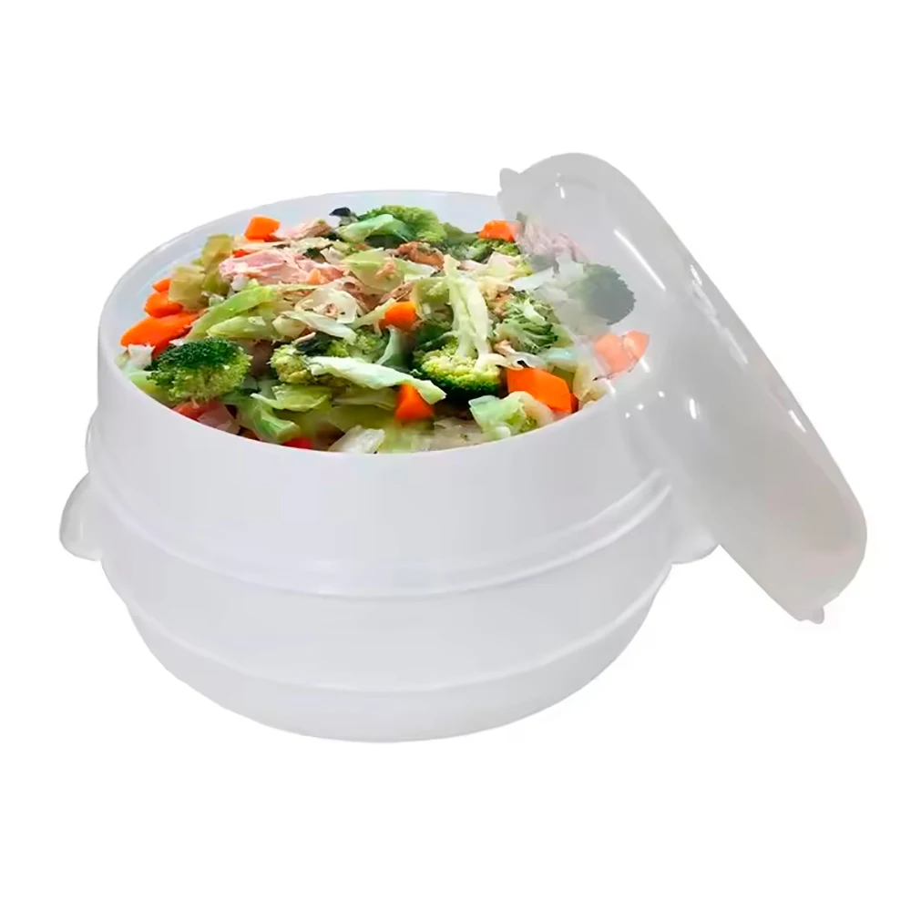 Microwave steam cooker | Container for steaming in the Micro | Cooking system that allows cooking without fat | Safe and healthy without oil or fat | Easy to use | Dimensions: 21x21x11 cm | Brand RevolutionLine