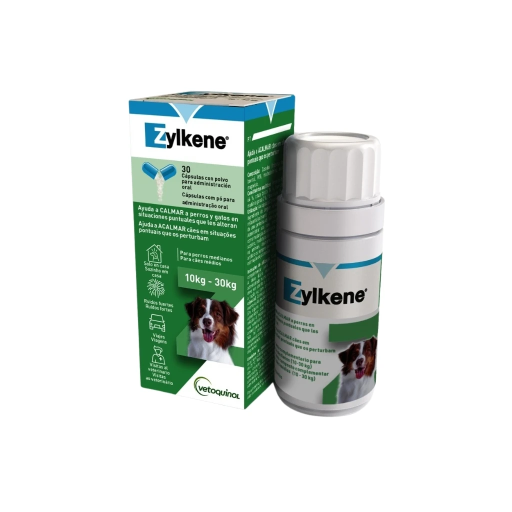 VETOQUINOL - Zylkene (225 mg) - Tranquilizante Natural para Perros de Raza Mediana & Grande (10-30 kg) (30 Cápsulas)