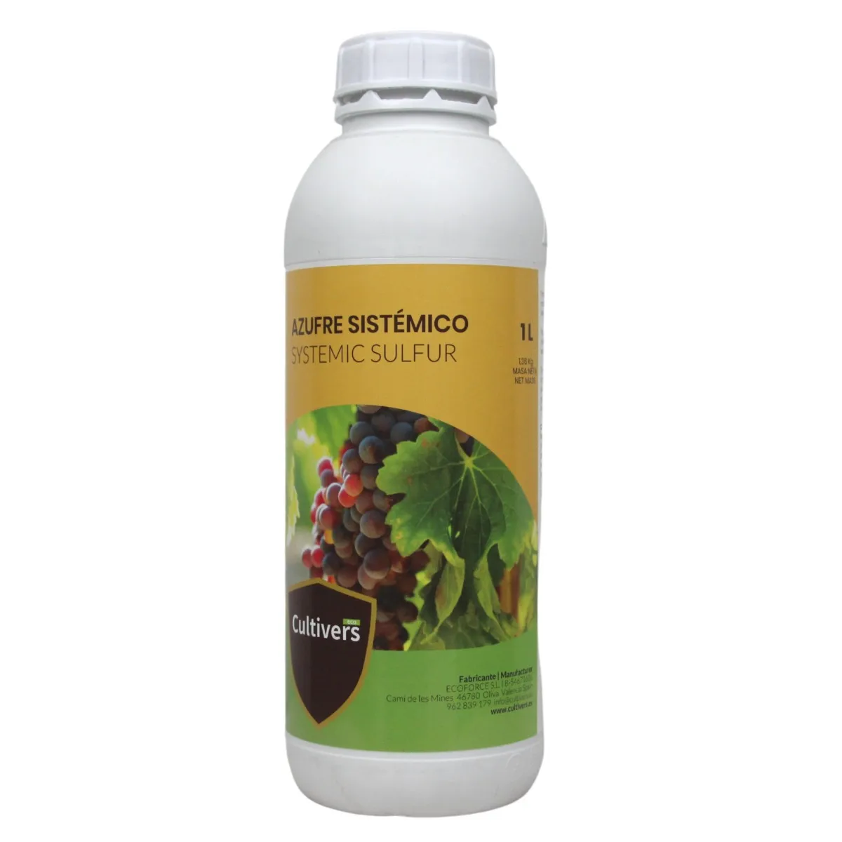 CULTIVERS  Azufre Sistémico 1 L para Plantas y Árboles,  preventivo y curativo, liquido transparente no mancha
