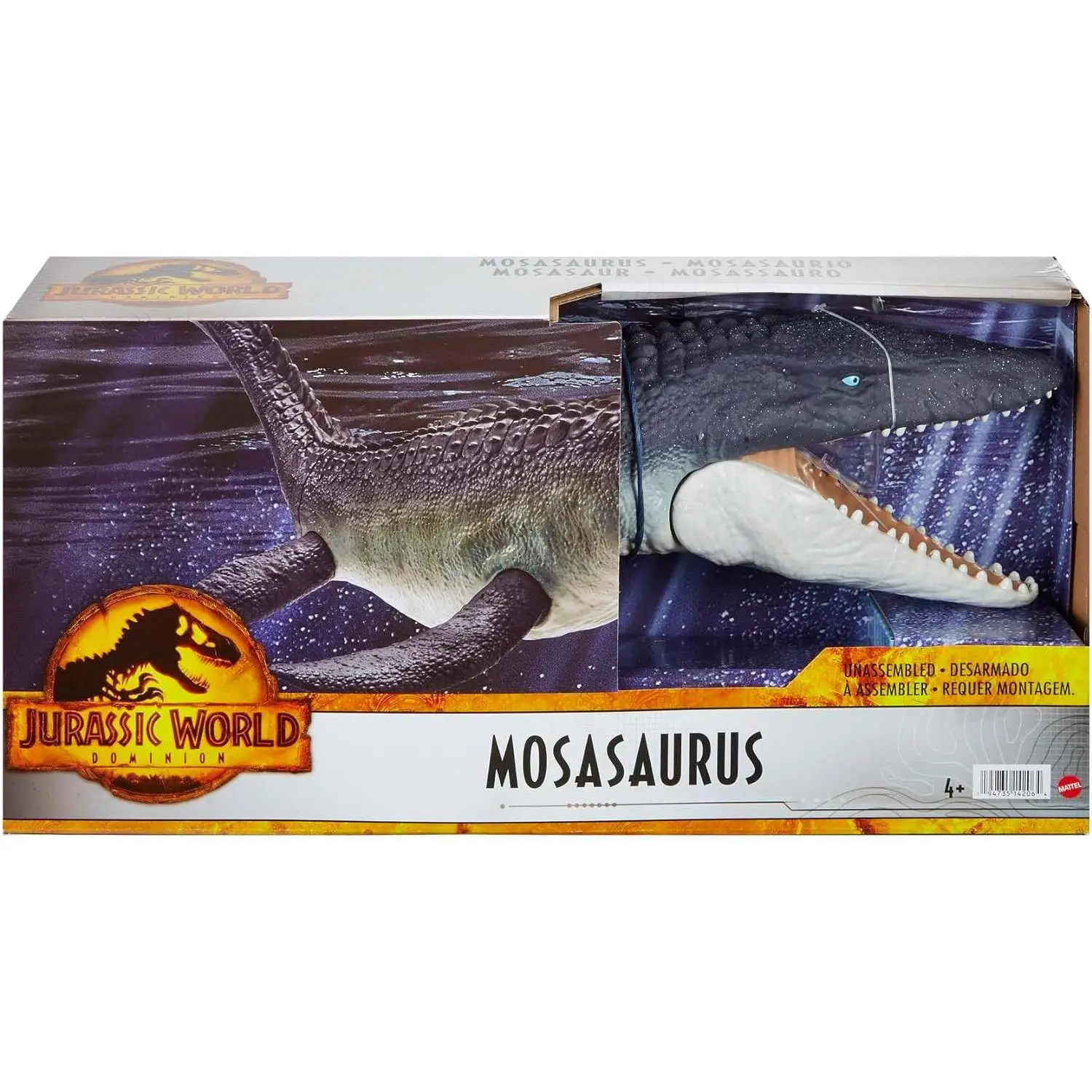 Jurassic World Mosasaurus Ocean Defender Articulated Dinosaur Made With Recycled Plastic Toy + 4 Years 27 cm x 72 cm Mattel HNJ57