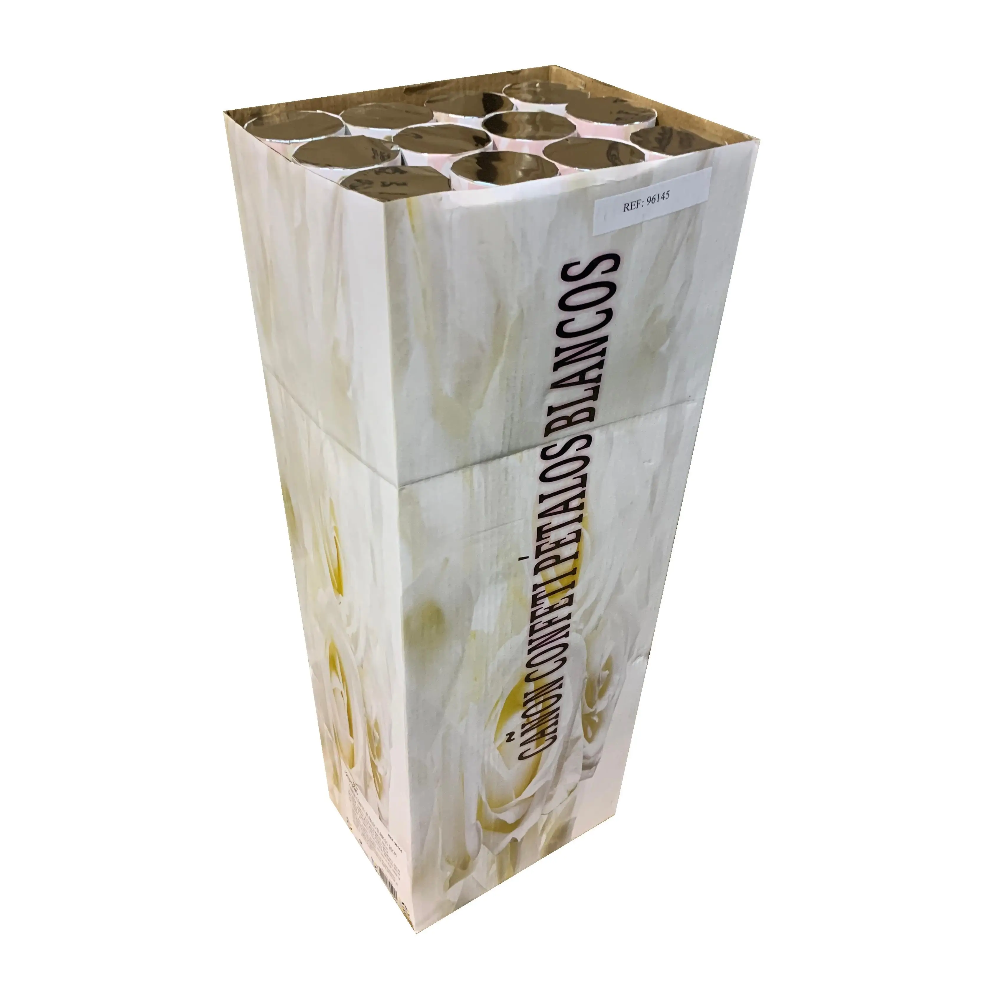 PACK DE 12 CAÑONES DE CONFETI CON FORMA DE PETALOS BLANCOS 60CM SINI