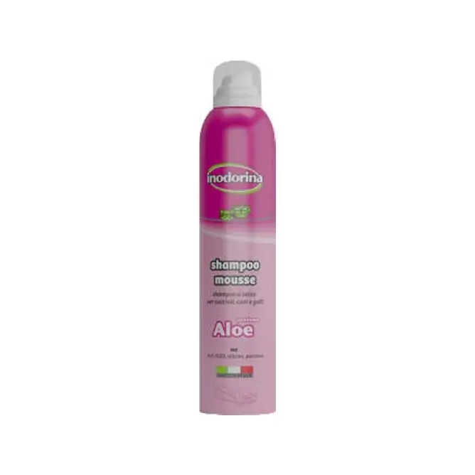Champú espuma seca INODORINA 300ml para perros, gatos, hurones y roedores - Aloe