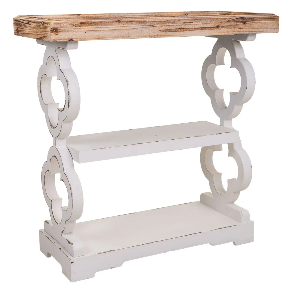 WANDERLUST DECO Recibidor de madera tallada blanco 80x36x83h cm. No viene montado