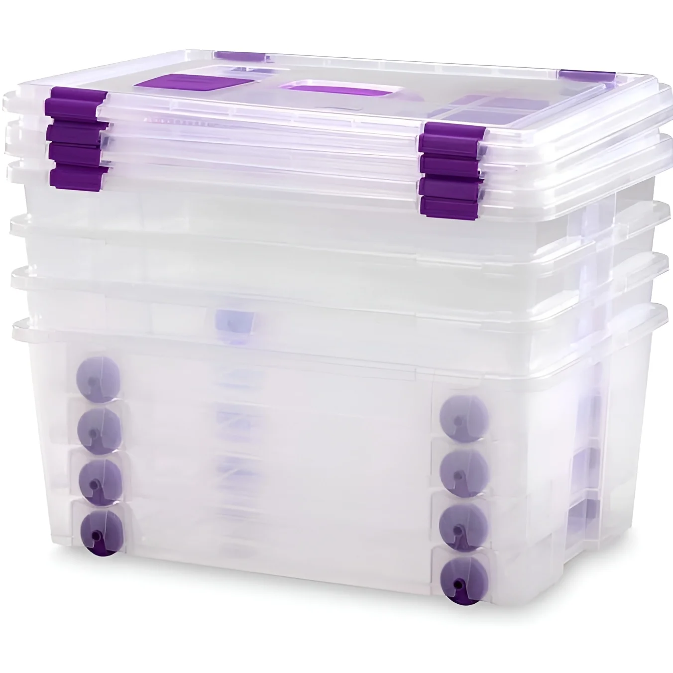COM-FORT HOUSE - Pack 2 o 4 Cajas de Almacenaje  Caja de Plástico Transparente  Caja Robusta  Capacidad 62L