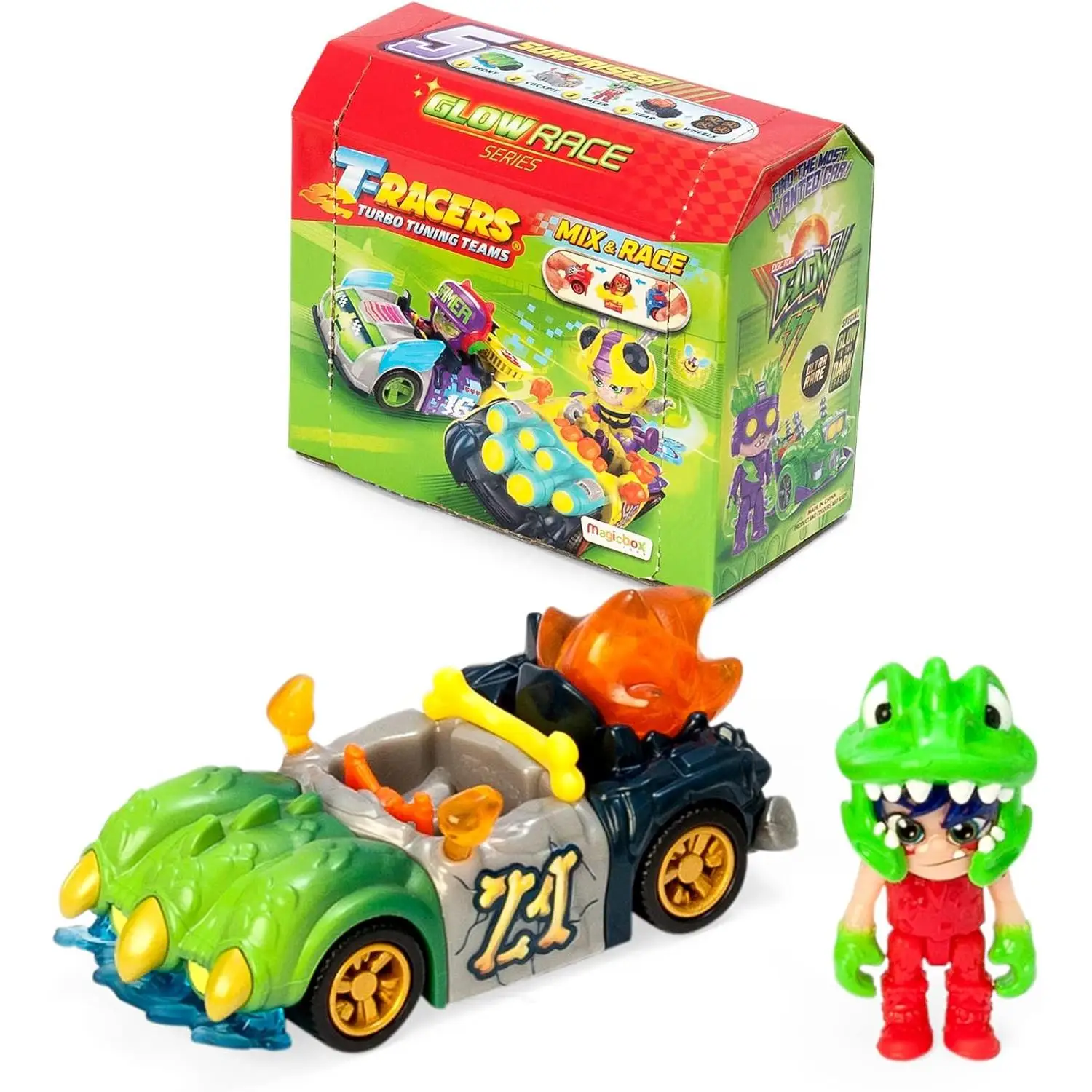 Tracer T-RACERS Serie Glow Race - Coches y Pilotos Sorpresa,1 Unidad, Se Envía Modelo Aleatorio