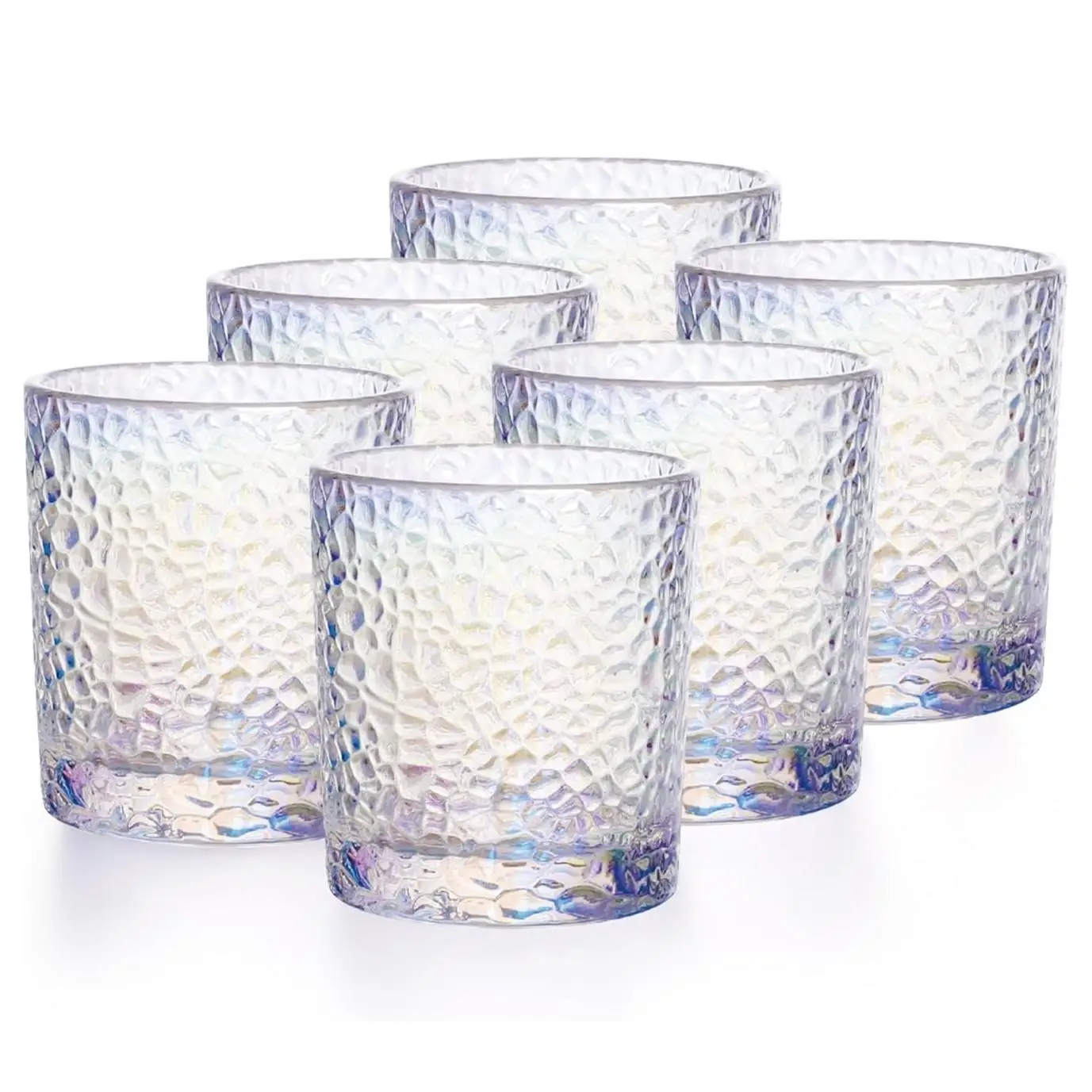 TRESV Set de 6 Vasos Colores o Transparente, Vaso de Cristal agua de 350cc, Vaso de Agua y Bebidas, Aptos para Lavavajillas