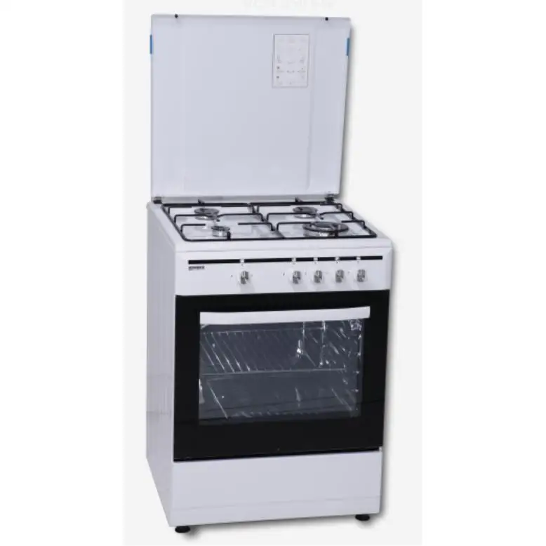 Rommer VCH-461 FG NAT Gas Stove - 4 Burners, Natural Gas, 55L Oven, Triple Crown Burner, White, Safety Valve, Double Glazed Oven, 0.95-3.5Kw Burner Power, Ideal for Cooking, CE Certified.