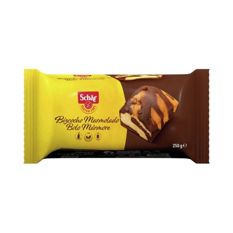 Bizcocho Marmolado Sin Gluten  Pack de 3 unidades  250 gramos   Apto para vegetarianos y veganos  SCHÄR