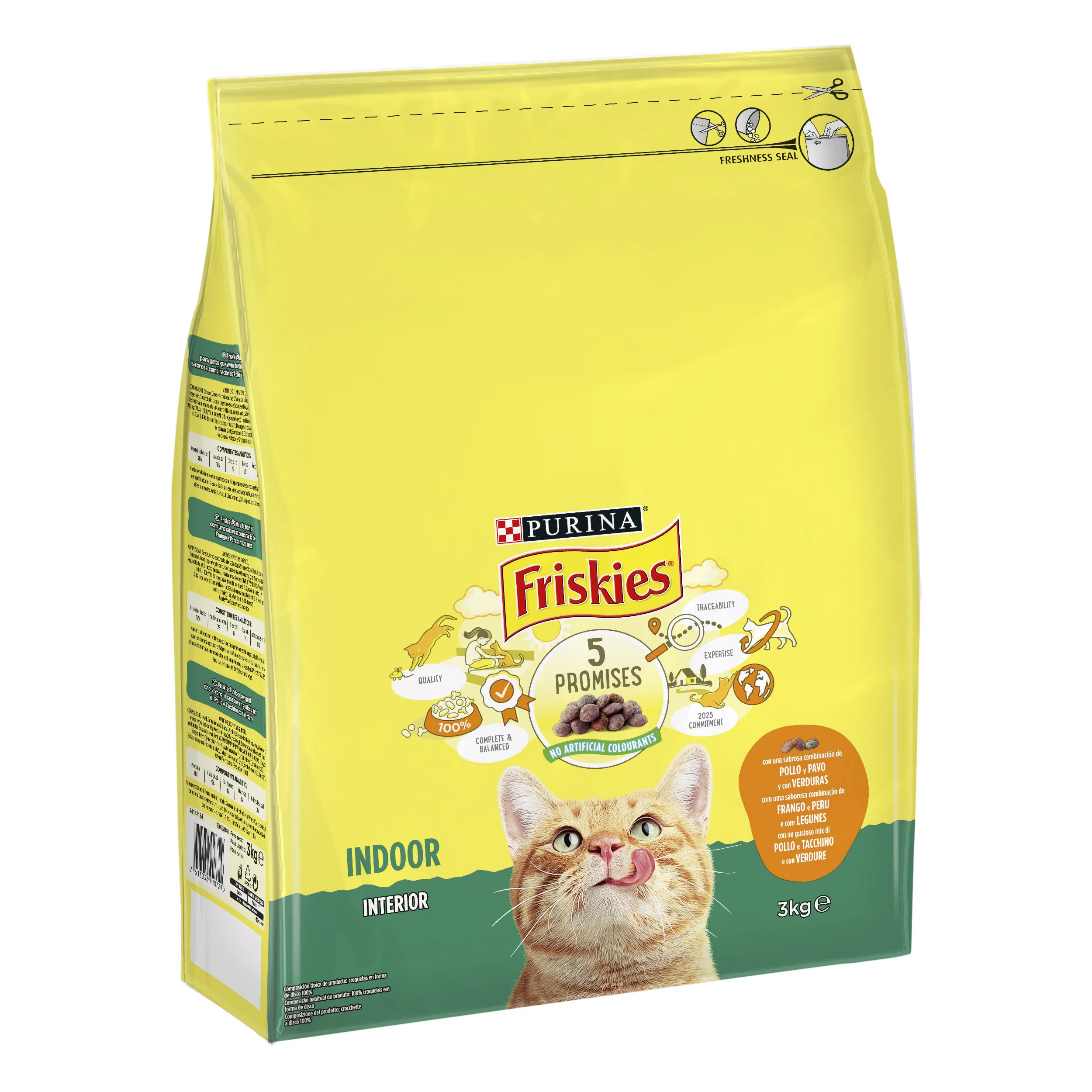 Friskies Indoor con Pollo, Pavo y Verduras para Gatos Pienso completo para gatos de interior