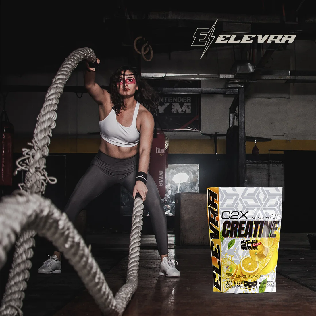 ELEVRA | Creatina en Polvo 500g Sabor LIMON/NEUTRO/PIRULETA  | 100% Monohidrato de Creatina Micronizada | No Incluye Dosificador | Sin Añadidos y Libre de Contaminantes | No-GMO, Vegano, Sin Gluten