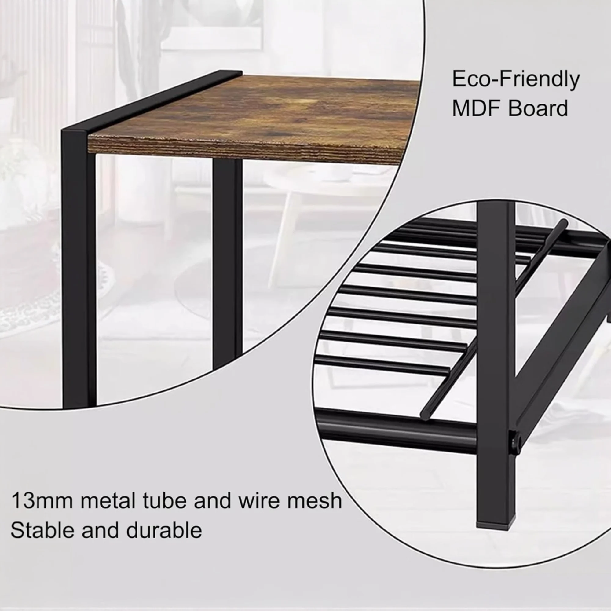 Shoe Rack, Wooden Lid Metal Shoe Rack, Entrance and Hallway Shoe Rack, Shoe Rack, 4/5 Tier Shoe Rack, Shoe Organizer, for 12-16 Pairs, for entrance, bedroom. (4P 5P 2090 2590)