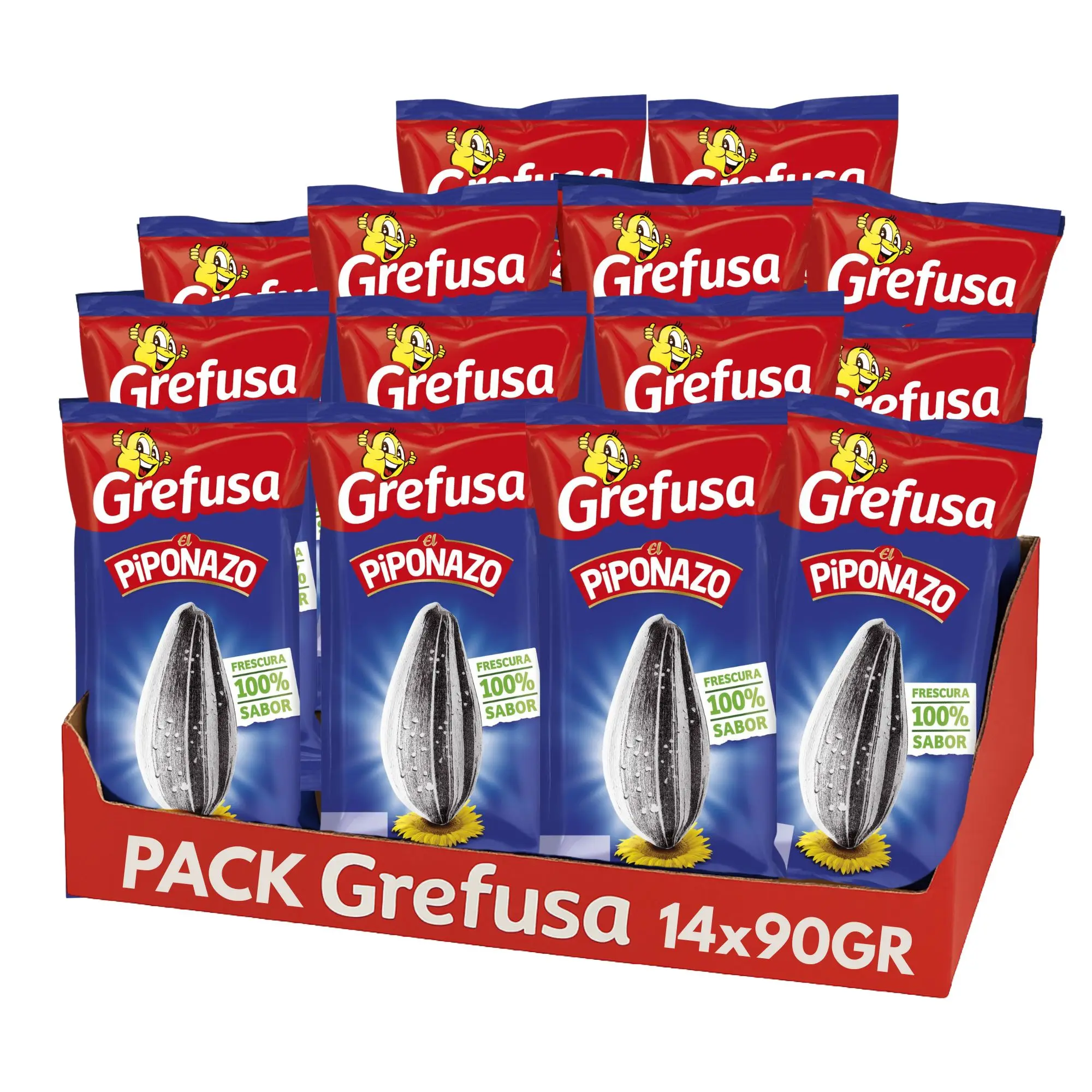 Grefusa Pipas El Piponazo 14 x 95 gramos. - 14 Bolsas de Pipas El Piponazo Original - Pack Ahorro Pipas Piponazo