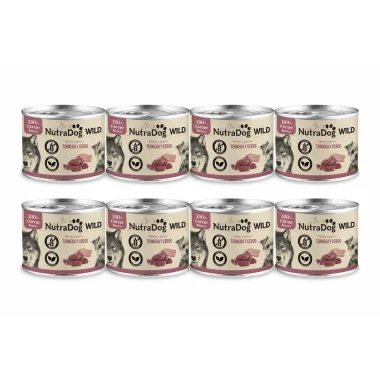 NutraDog by ICA - Alimento húmedo WILD Ternera y Cerdo 8x200g para perros adultos de todas las razas, completo y equilibrado, alta palatabilidad y digestión fácil