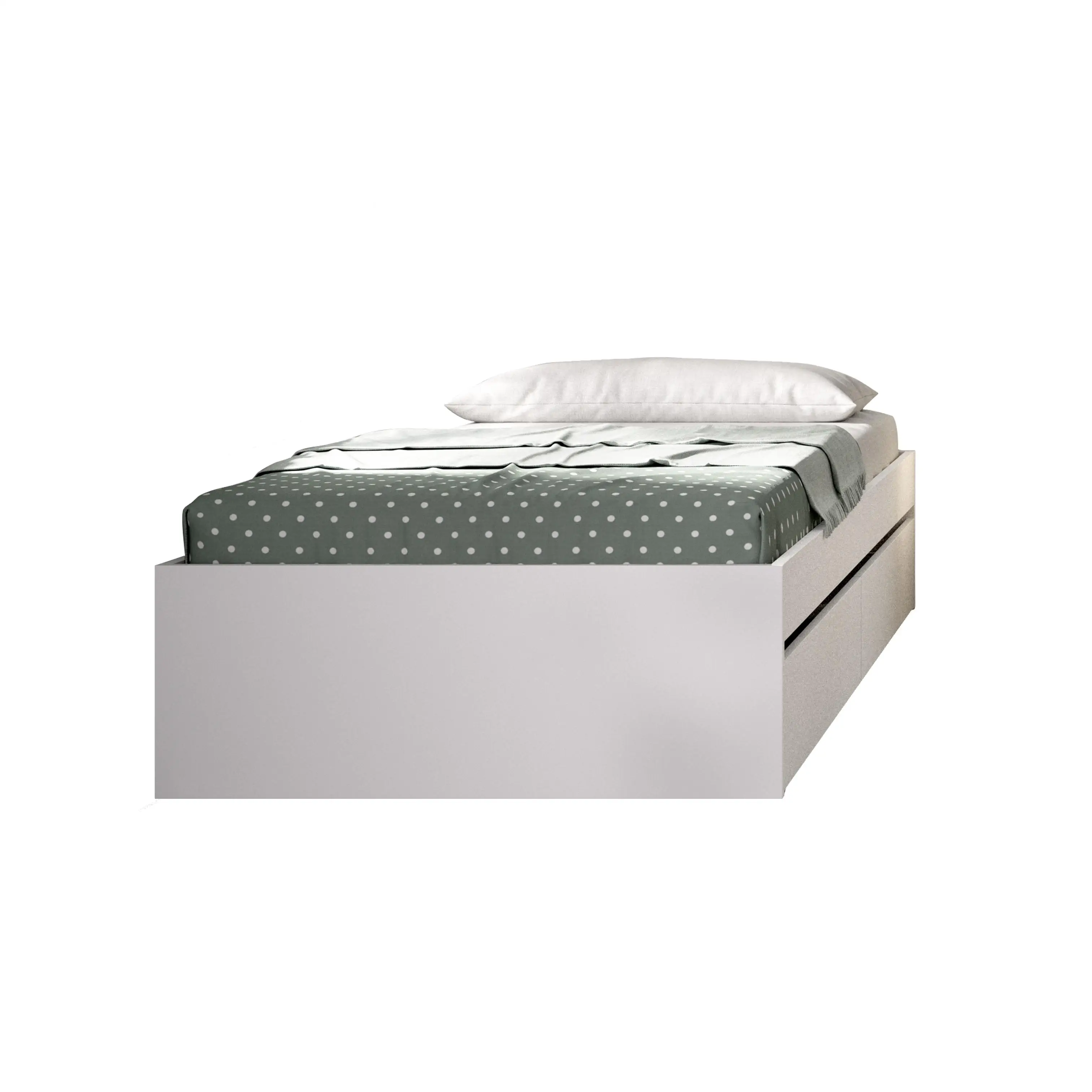 DEKIT GRUPO RIMOBEL LAGO - ARO DE CAMA DE 90X190 CON 2 CAJONES - BLANCO - 40,3 x 95,8 x 194,8