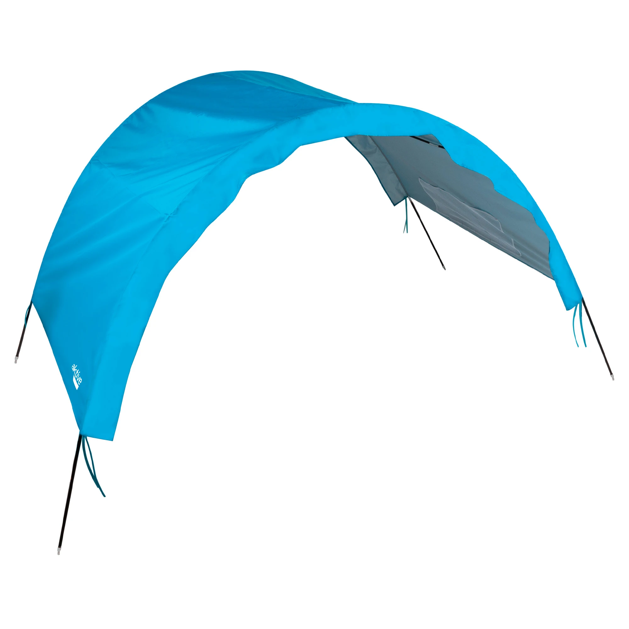 Aktive - Toldo sombreo playa, 360x120x150 cm, azul, de poliéster y fibra de vidrio, con protección UV, para 2 personas, fácil montaje, incluye bolsa de transporte, ligero, práctico y resistente