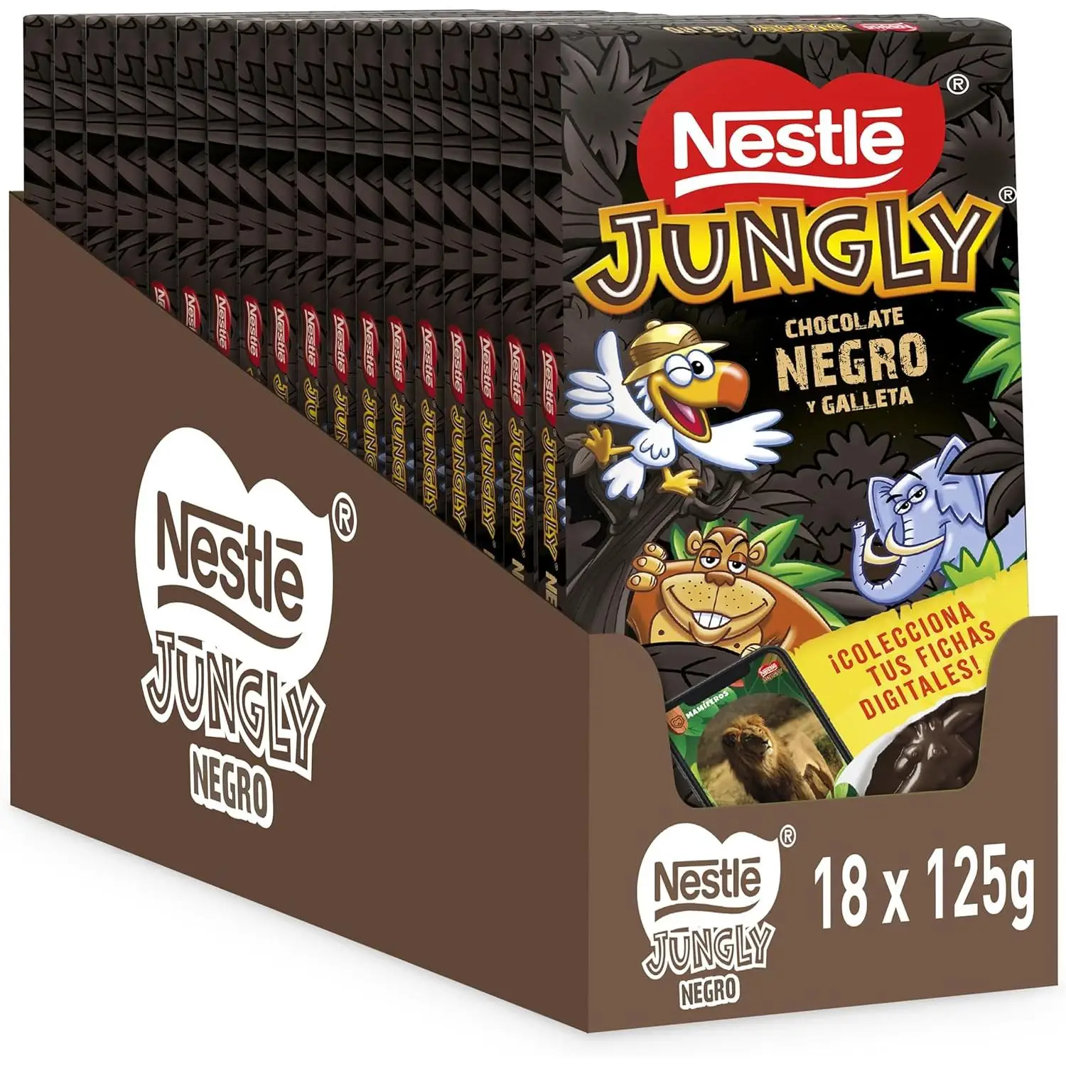 Box 18 PCs dark Chocolate Nestlé Jungly 125g