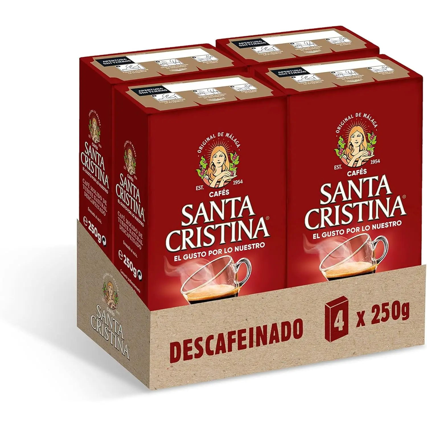 Santa Cristina decaffeinated ground coffee 250g - Pack of 4 pieces