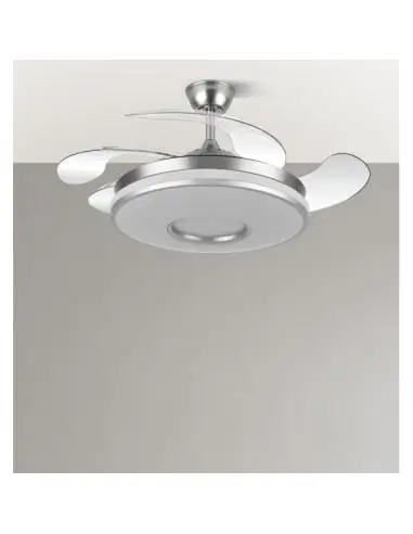 Dani fan 59w 6980lm nickel 4 deployable blades 6 speeds107d 3000-4000-6000k remote, int reg, memory and tempor