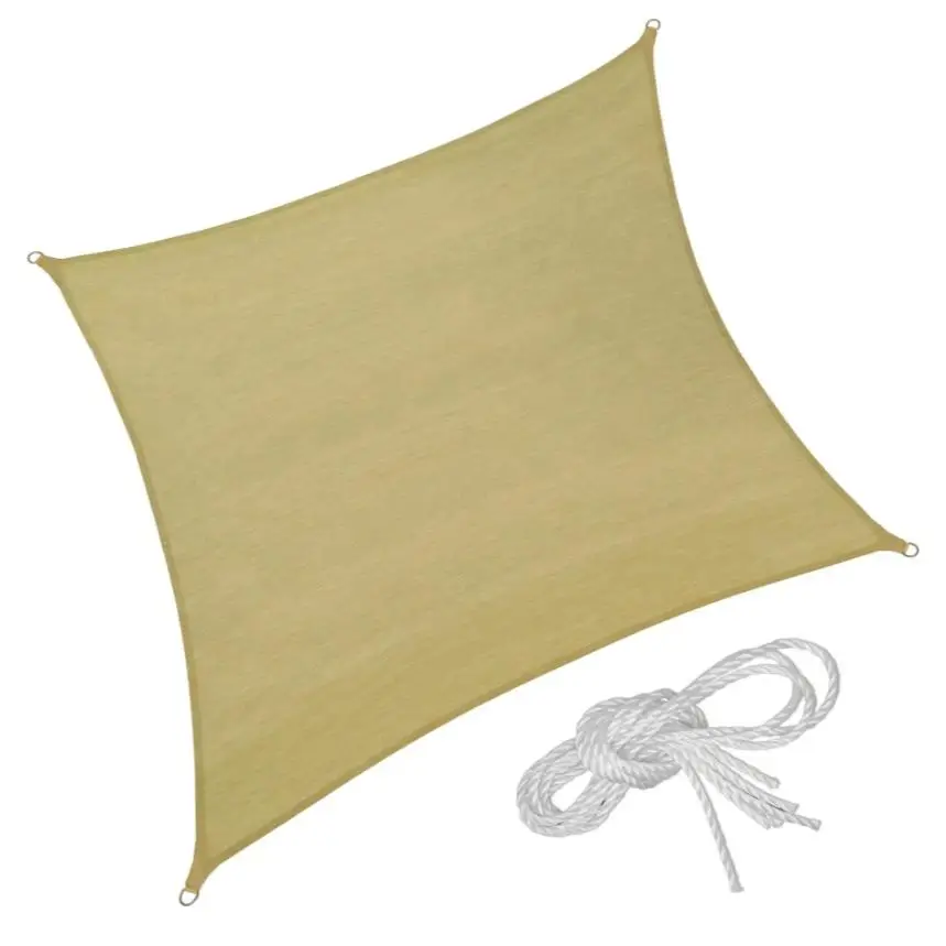 Toldo Vela de Sombreo Impermeable color Beige / Tierra cuadrado en diferentes medidas nortene, fabricado en polietileno con cuerdas de amarre 185g/m2