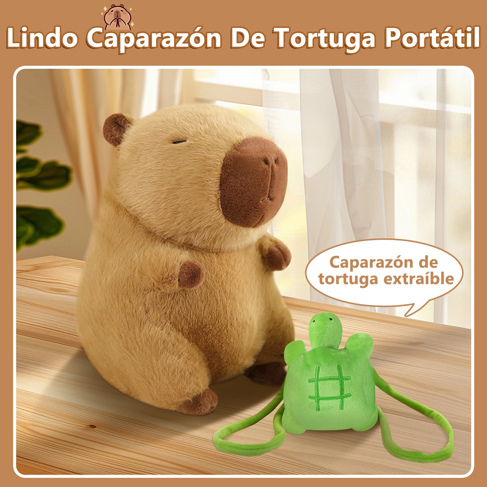 Easyspeed capybara plush toy, capybara plush for kids, capybara with turtle backpack, gift kapybara plush for girls and boys (27cm, 37cm, 55cm)