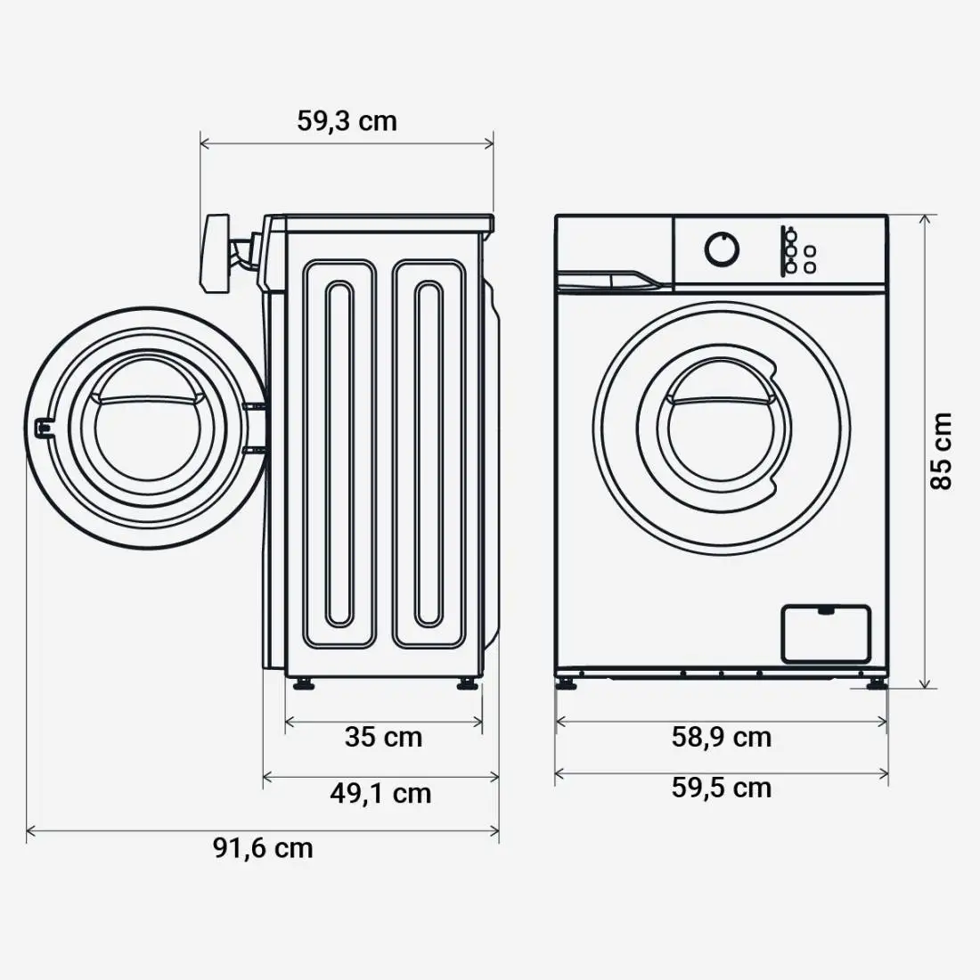 UNIVERSALBLUE washing machine 8 Kg white front loading 16 WASH programs