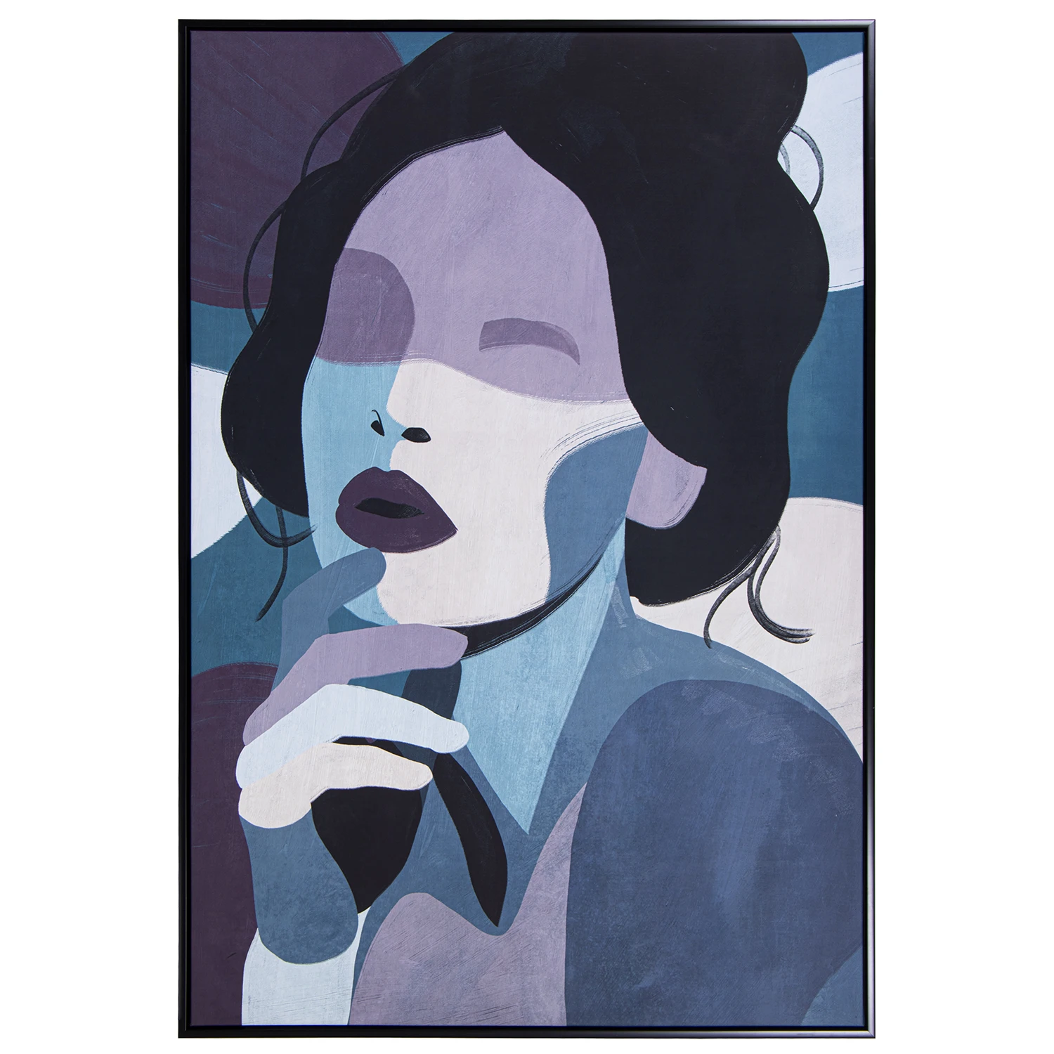 Cuadro lienzo marco madera negra 80x120cm rostro ext: 82, 6x4, 3x122, 6cm
