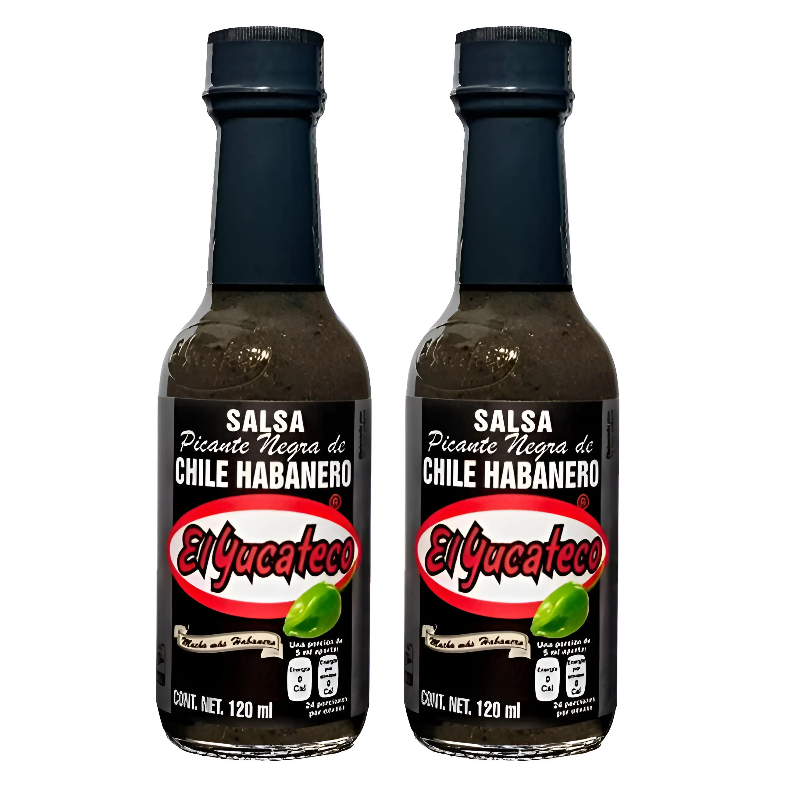 El yucateco Pack 2 Salsa Picante Negra de Chile Habanero 120ml