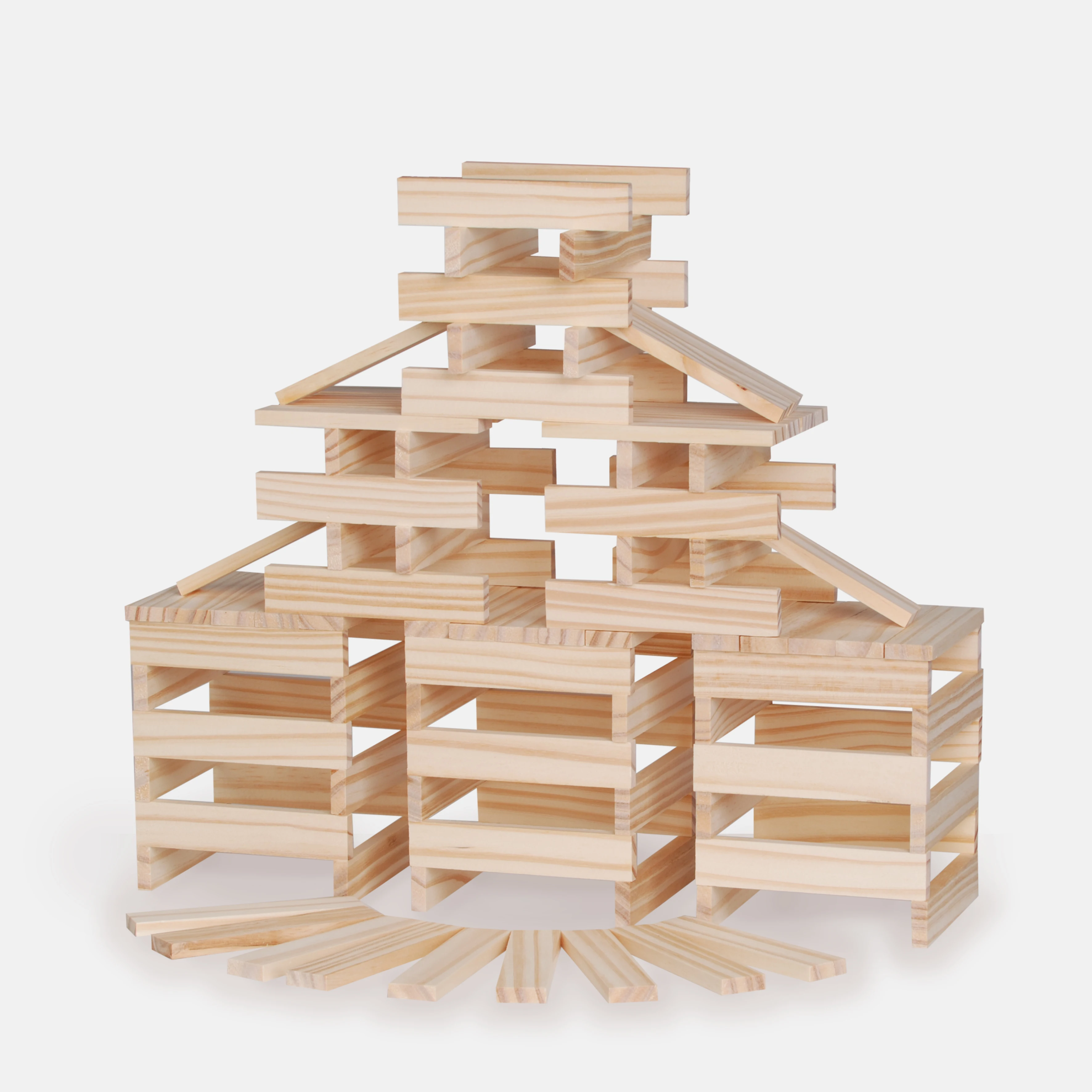 Juego de construcción de madera (3205) incluye 100 bloques de color natural.