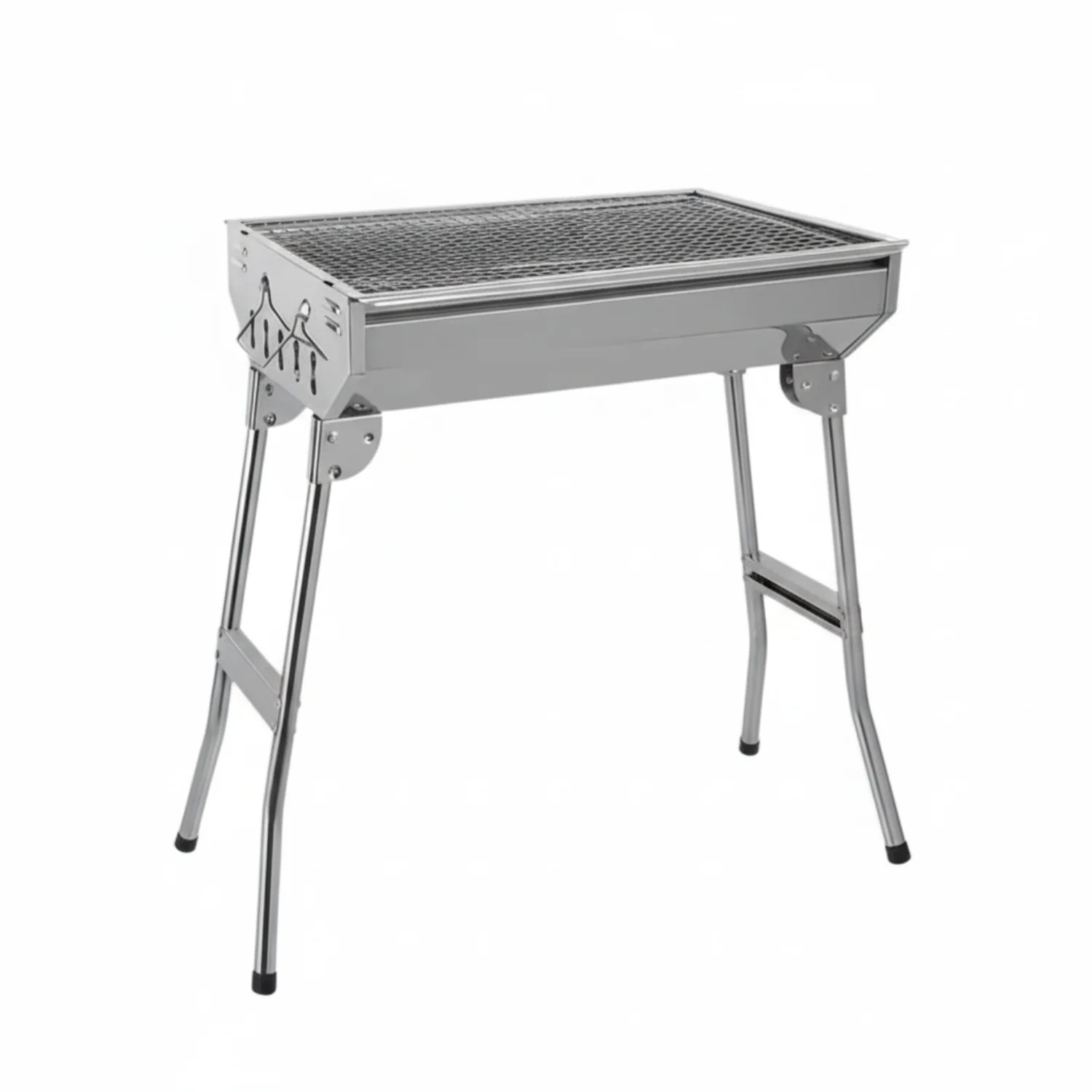 Parrilla Portátil Plegable de Carbón en Acero Inoxidable – 47 x 33 x 57 cm | Ideal para Picnics, Camping y Barbacoas al Aire Libre, Fácil Transporte y Montaje Rápido