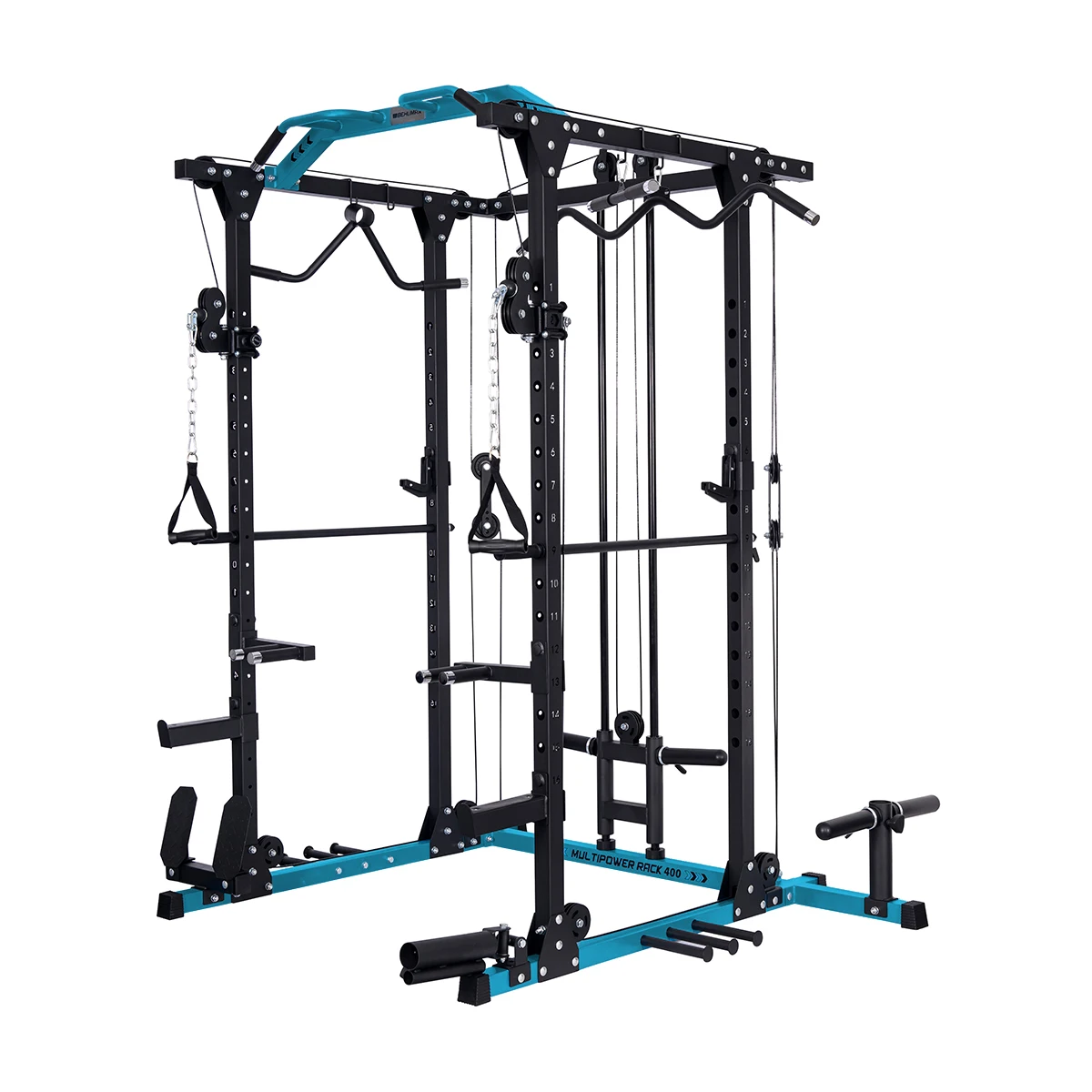 behumax - multipower rack 400 con poleas 21 landmine y barra olimpica para gimnasio en casa